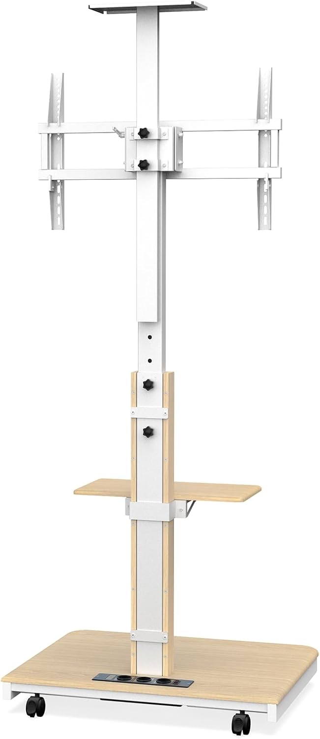 Thumbnail 2 de XTRARM Elite support TV mobile réglable en hauteur (40 à 86 pouces, 60 kg max) avec multiprise et tablettes