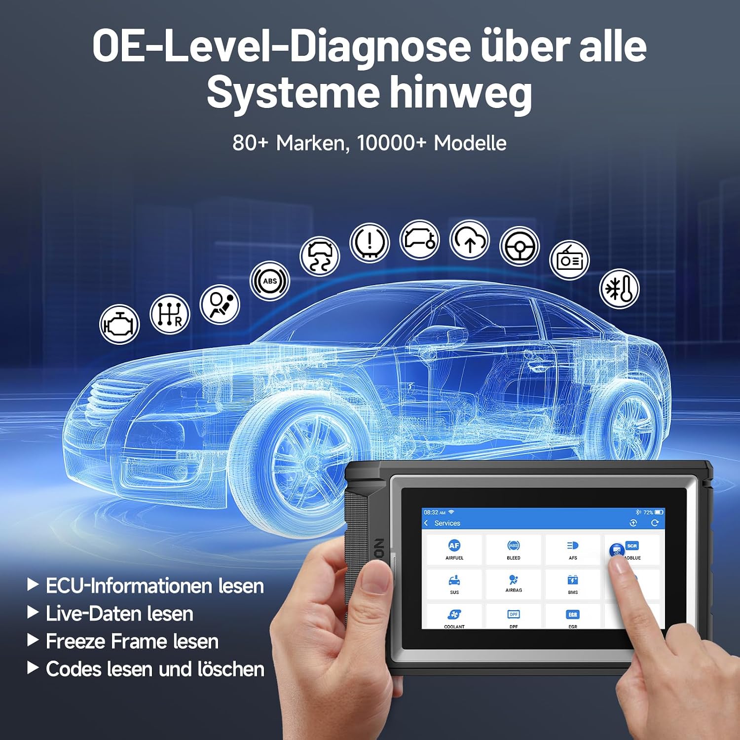 Detalle de TOPDON ArtiDiag800 BT 2 OBD2 Diagnosegerät – All-System-Diagnose mit FCA-Gateway und CAN-FD