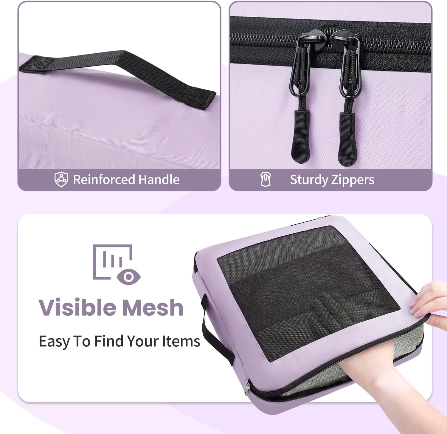 Detalle de Prezon Cubi da viaggio per valigia – set da 10 organizer leggeri in viola