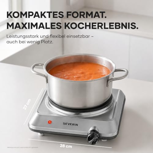 Detalle de SEVERIN Single-Kochplatte – kompakte Edelstahl-Campingkochplatte, 1.500 W