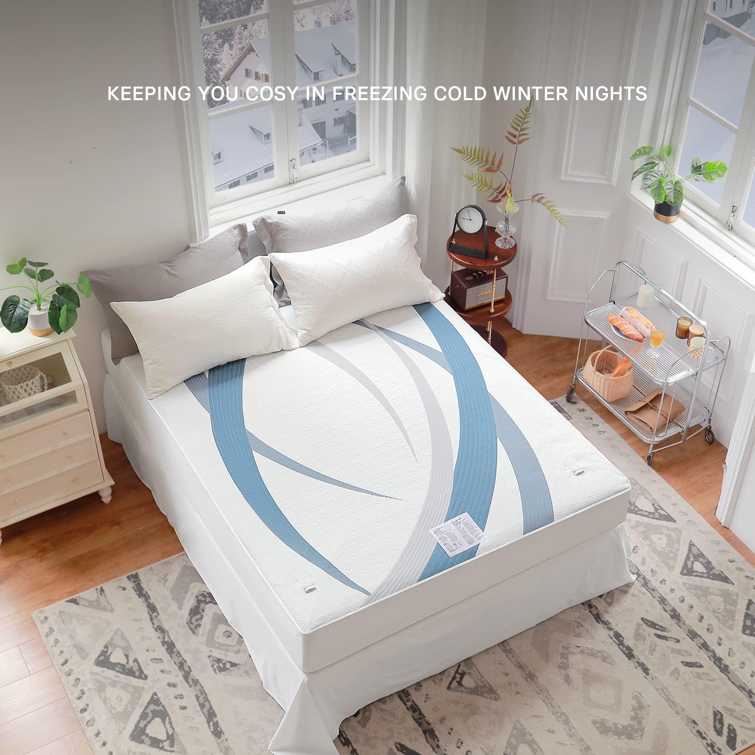 Detalle 2 de GOTCOZY MP-A-ALN-K Heated Mattress Pad, King, Blue, 6 Heat Settings