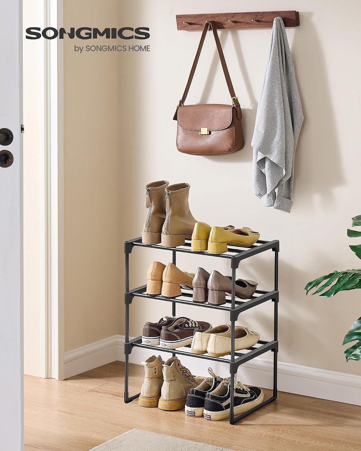 Detalle 2 de SONGMICS DEKY – 3-poziomowy metalowy stojak na buty, czarny