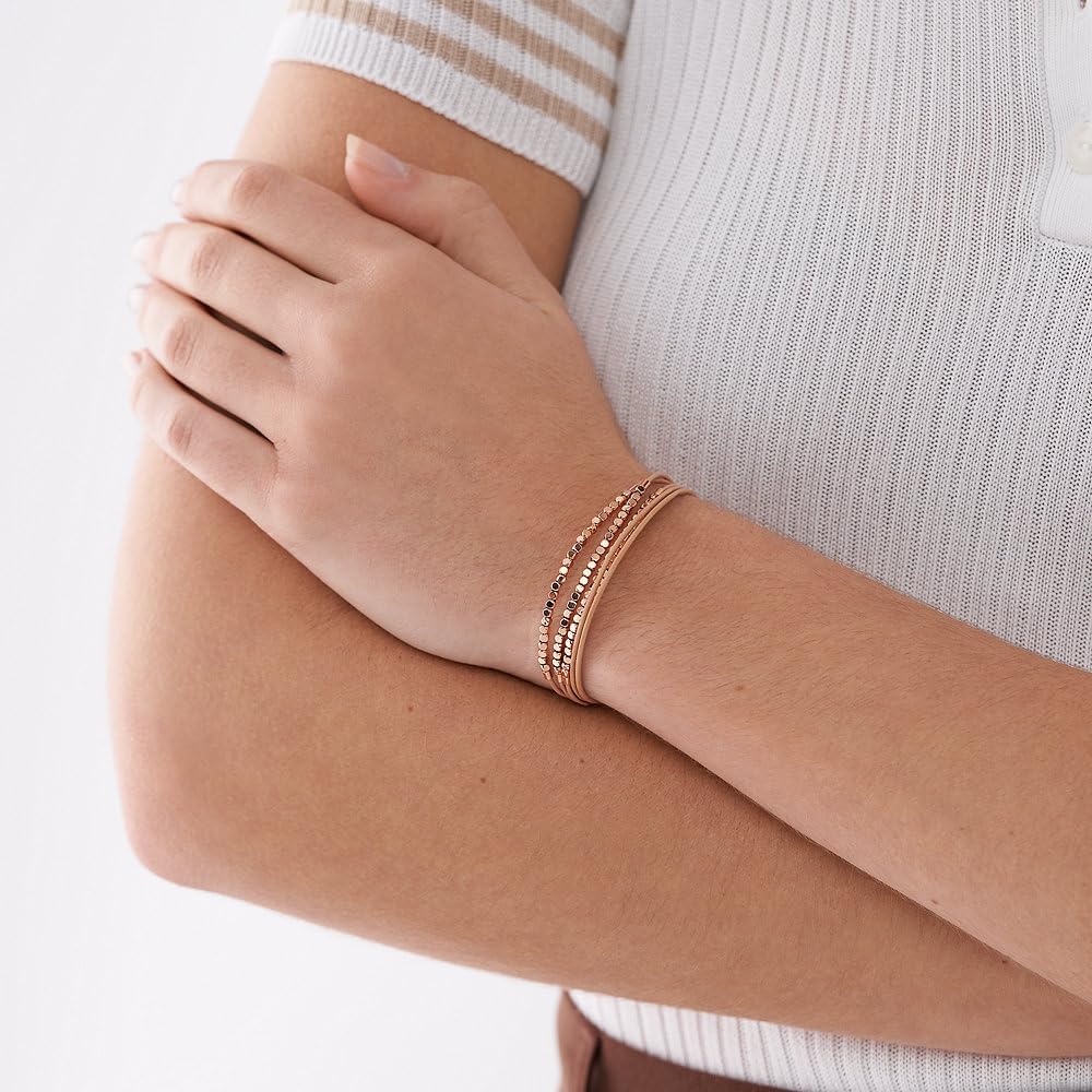 Thumbnail 1 de Fossil Damenarmband aus Edelstahl oder Halbedelstein mit Roségoldfinish und Schiebeverschluss