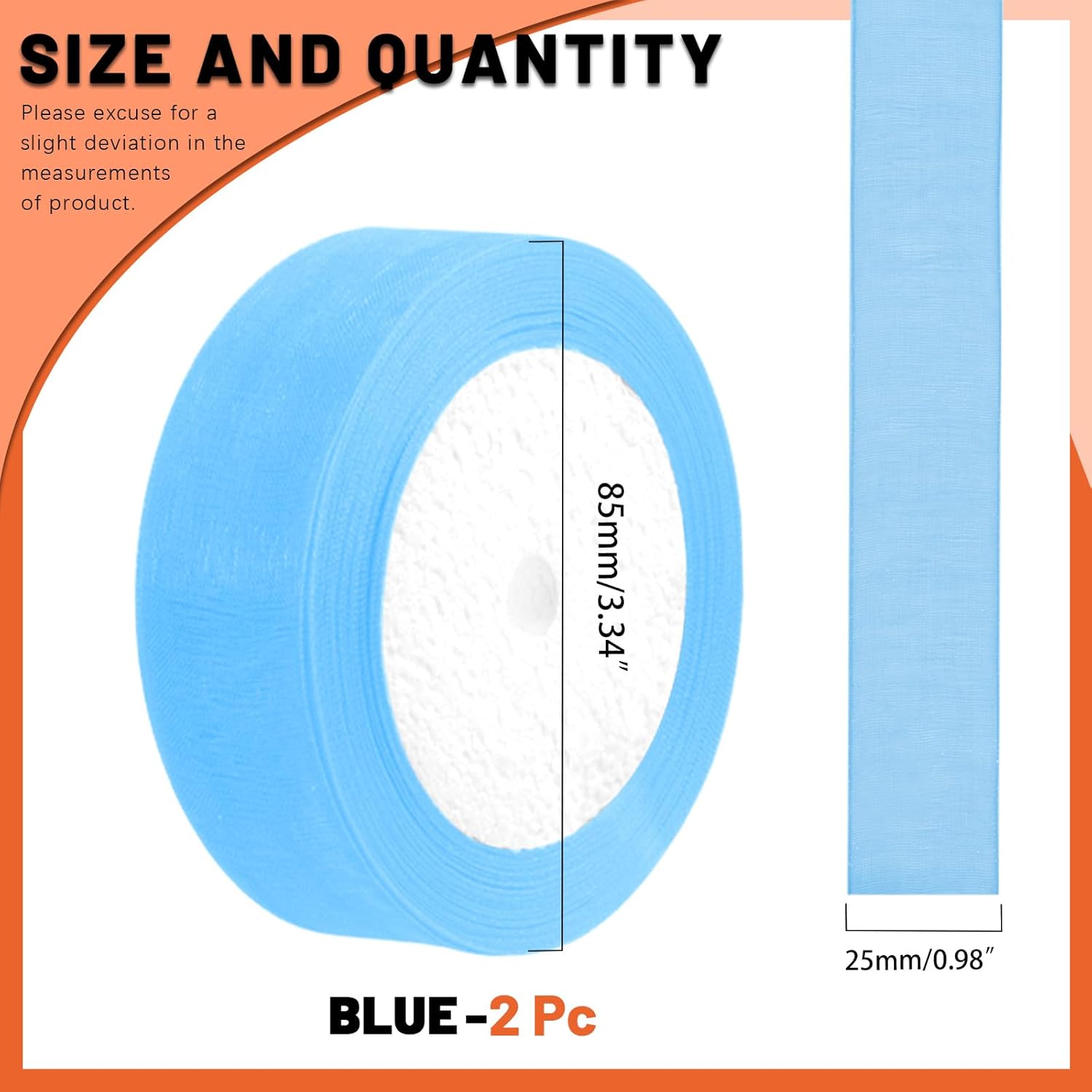 Thumbnail 1 de Tanstic Organza-Band Blau 2 Stück, 25 Yards je 1 Zoll – Transparentes Geschenkband für Verpackung und Blumensträuße