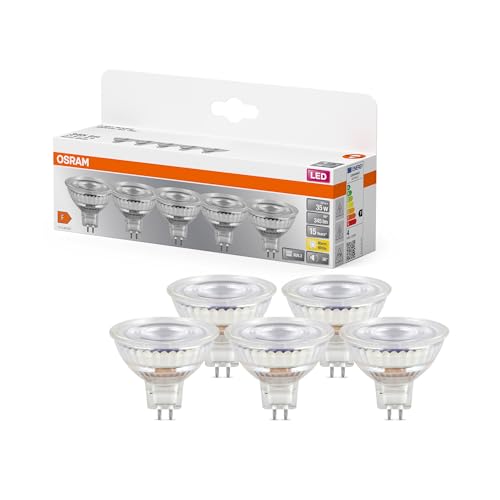 Detalle de Osram LED BASE MR16 – Vorteilspack 5× Niedervolt-LED mit GU5.3, 3,8 W, warmweiß 2700 K, nicht dimmbar