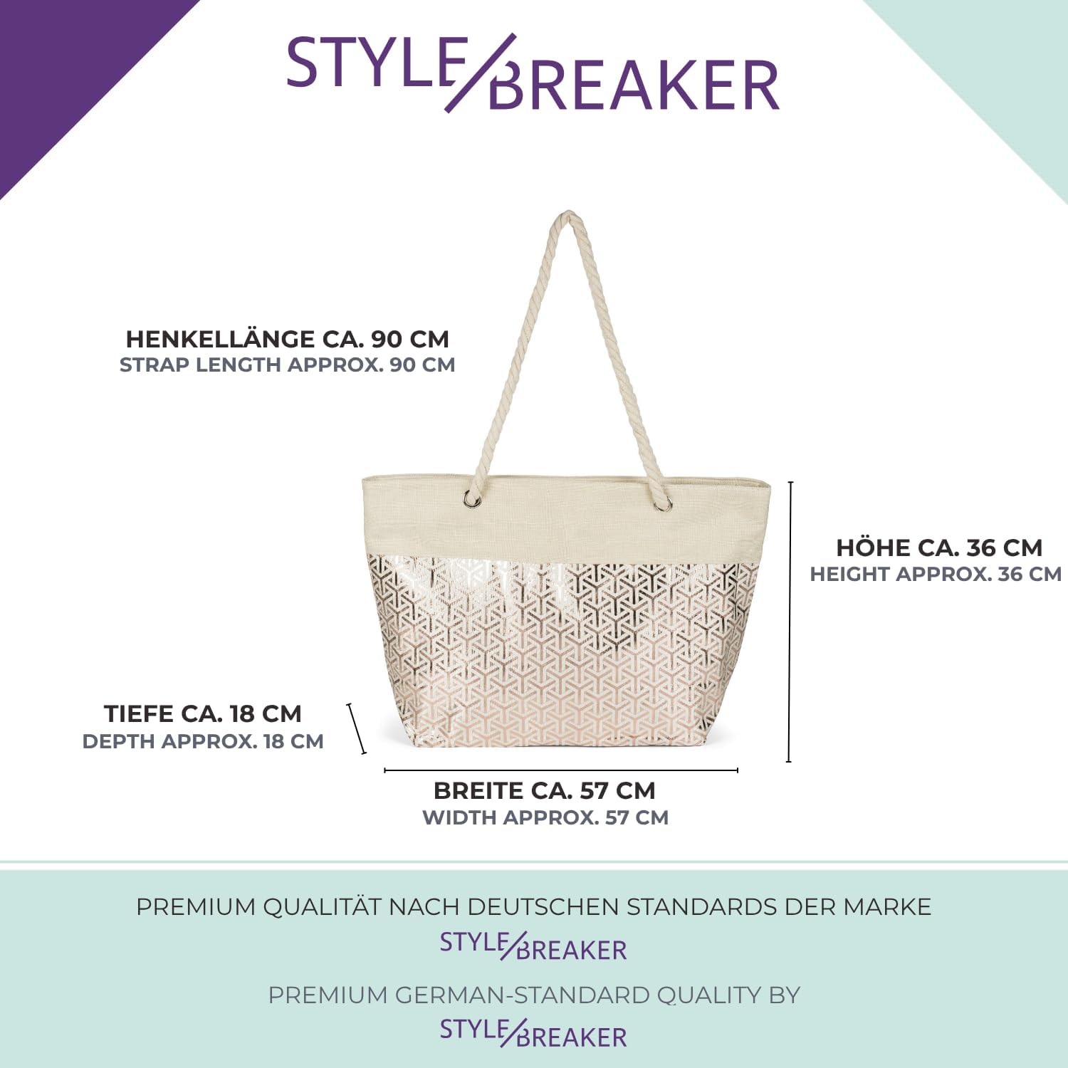 Detalle de styleBREAKER Ladies XXL Borsa da spiaggia con motivo Infinity e look metallico