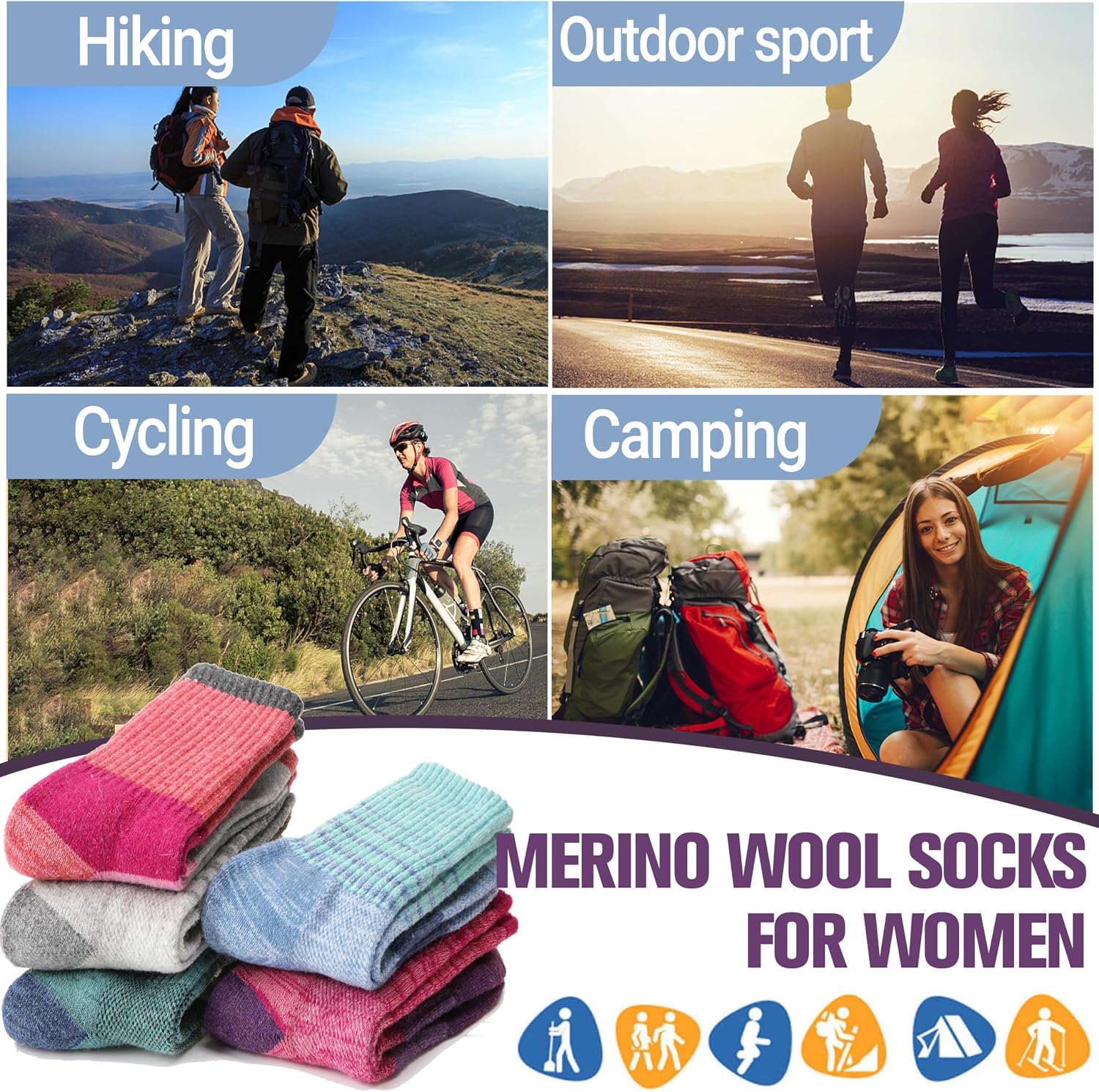 Thumbnail 6 de Anlisim Merino Wool Hiking Socks, 5 pairs ⚡