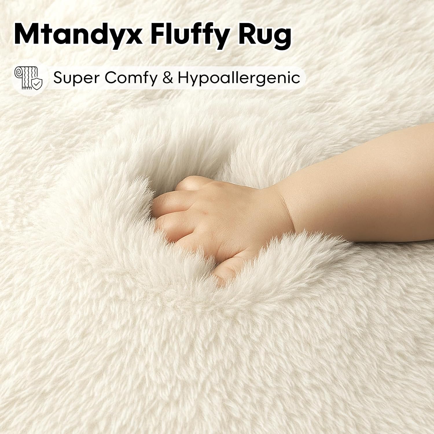 Detalle 2 de Mtandyx 8x10 Plush Cream White Area Rug