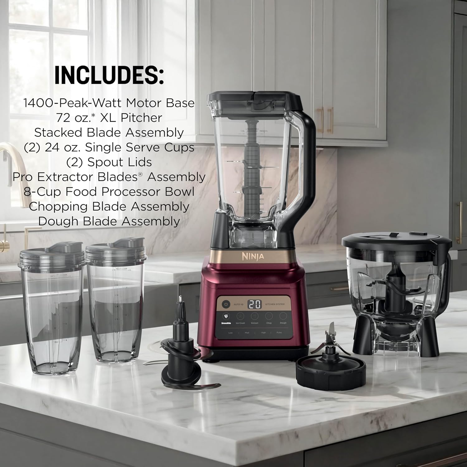 Thumbnail 6 de Ninja Professional Plus Kitchen System Premier (BN801RD1BRN) — 3-in-1 Powerhouse for Blending, Food Processing, and Mixing