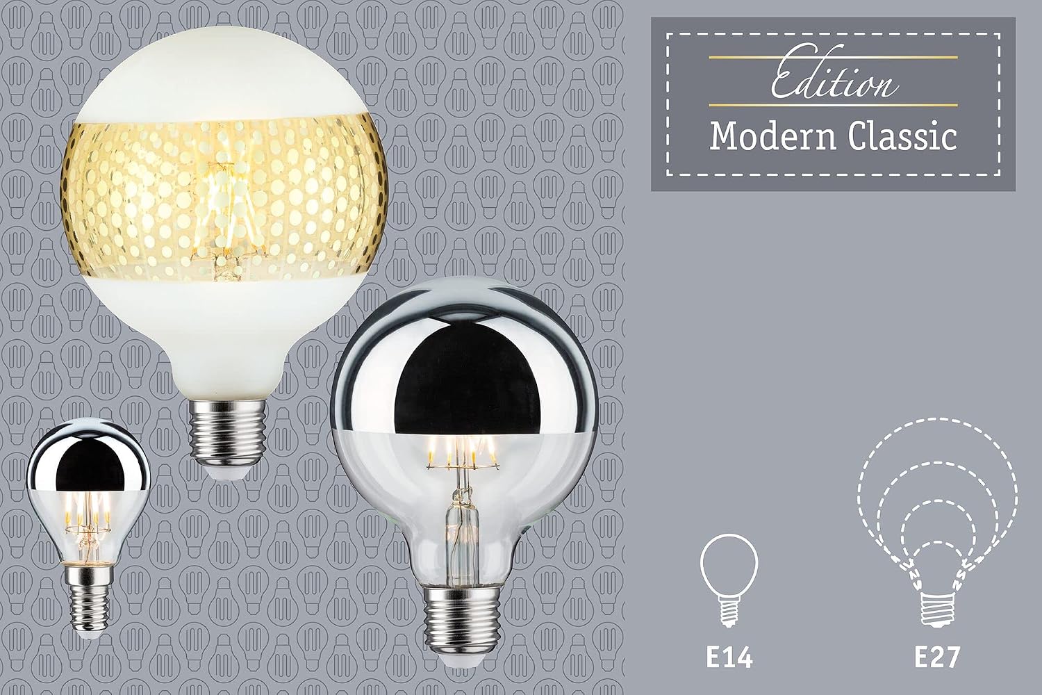 Detalle de Paulmann 28682 żarówka LED G125 E27 z lustrzanym pierścieniem, 2700 K