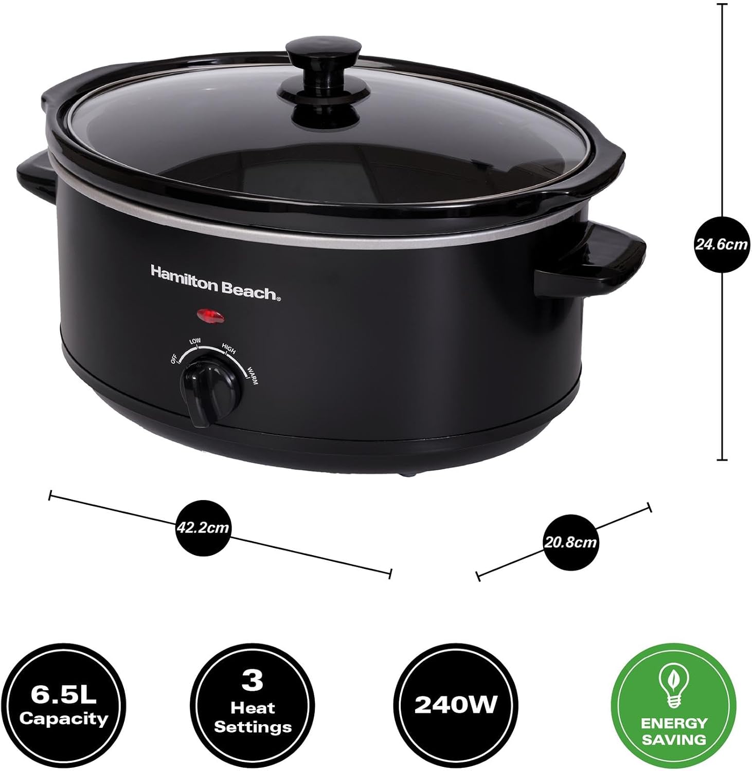 Detalle de Hamilton Beach 6.5L Family Favourite Slow Cooker HBSC070B