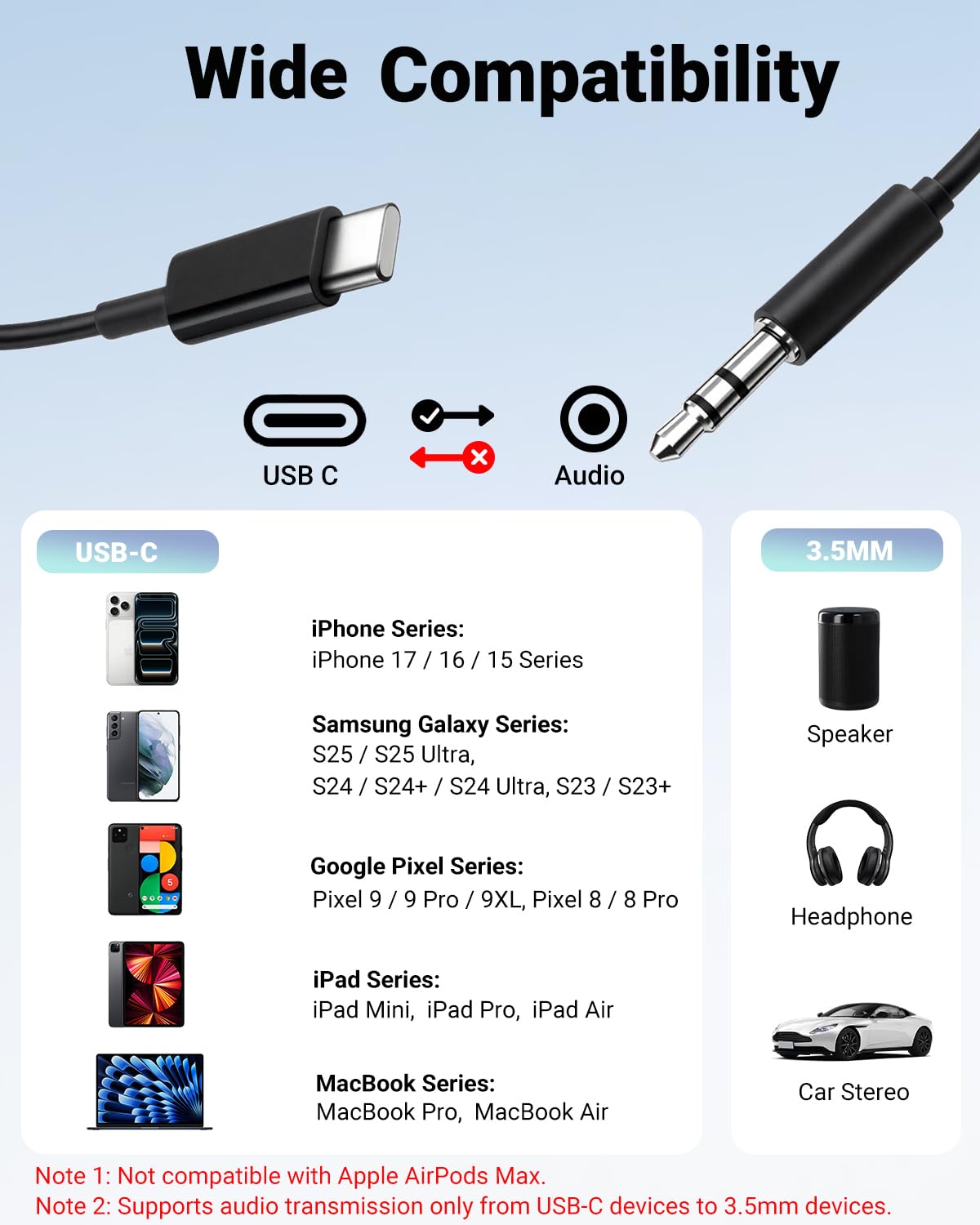 Thumbnail 6 de Seulliya USB Type-C to 3.5mm Aux Cable: Easy Plug-and-Play Audio for iPhone 17 and More