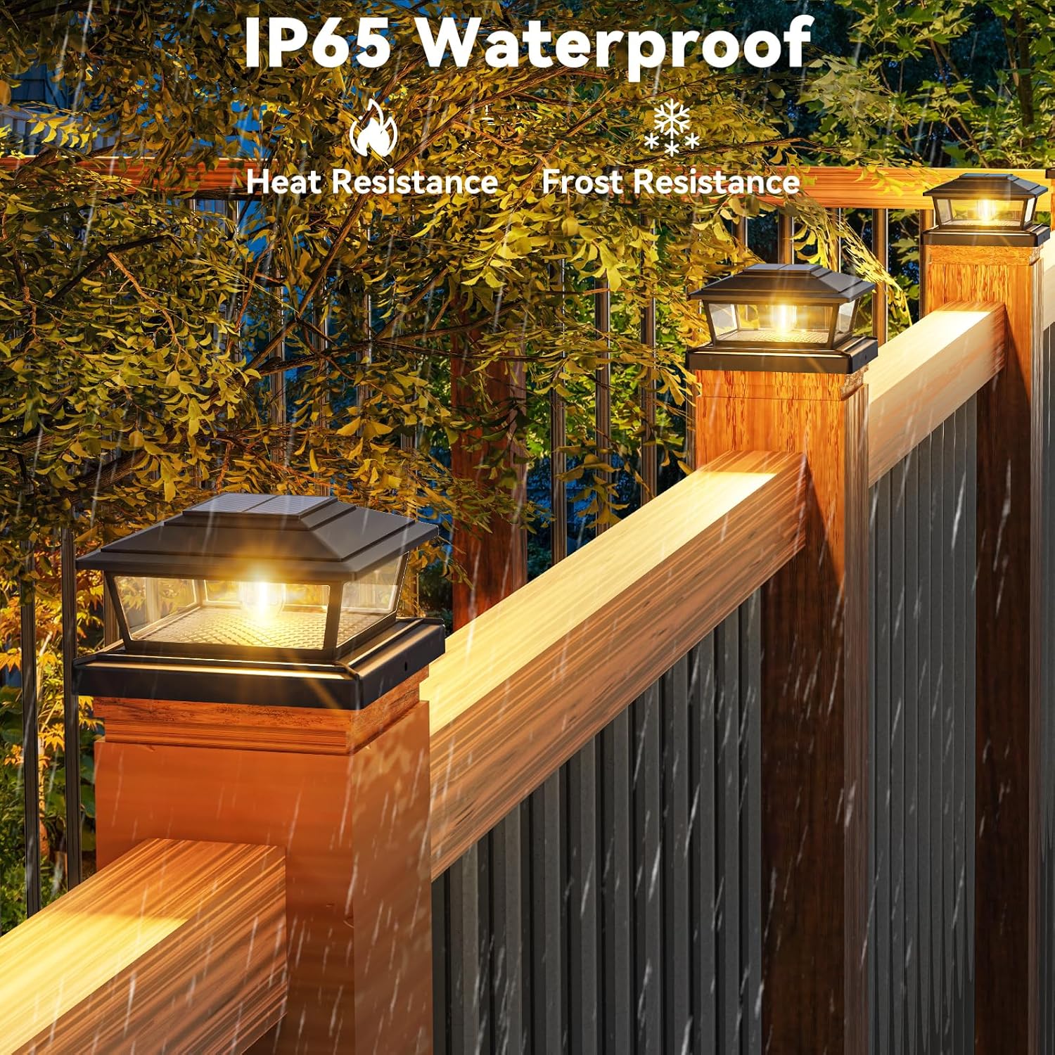 Thumbnail 3 de btfarm 2 Pack Solar Post Lights Outdoor Garden – 2 Modes, IP65 Waterproof, Square Post Cap Lamps