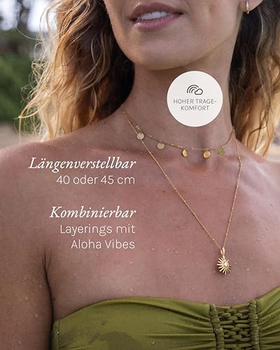 Detalle de Purelei Kalea Kette Damen (Silber) – verstellbare Halskette aus Edelstahl, wasserfest