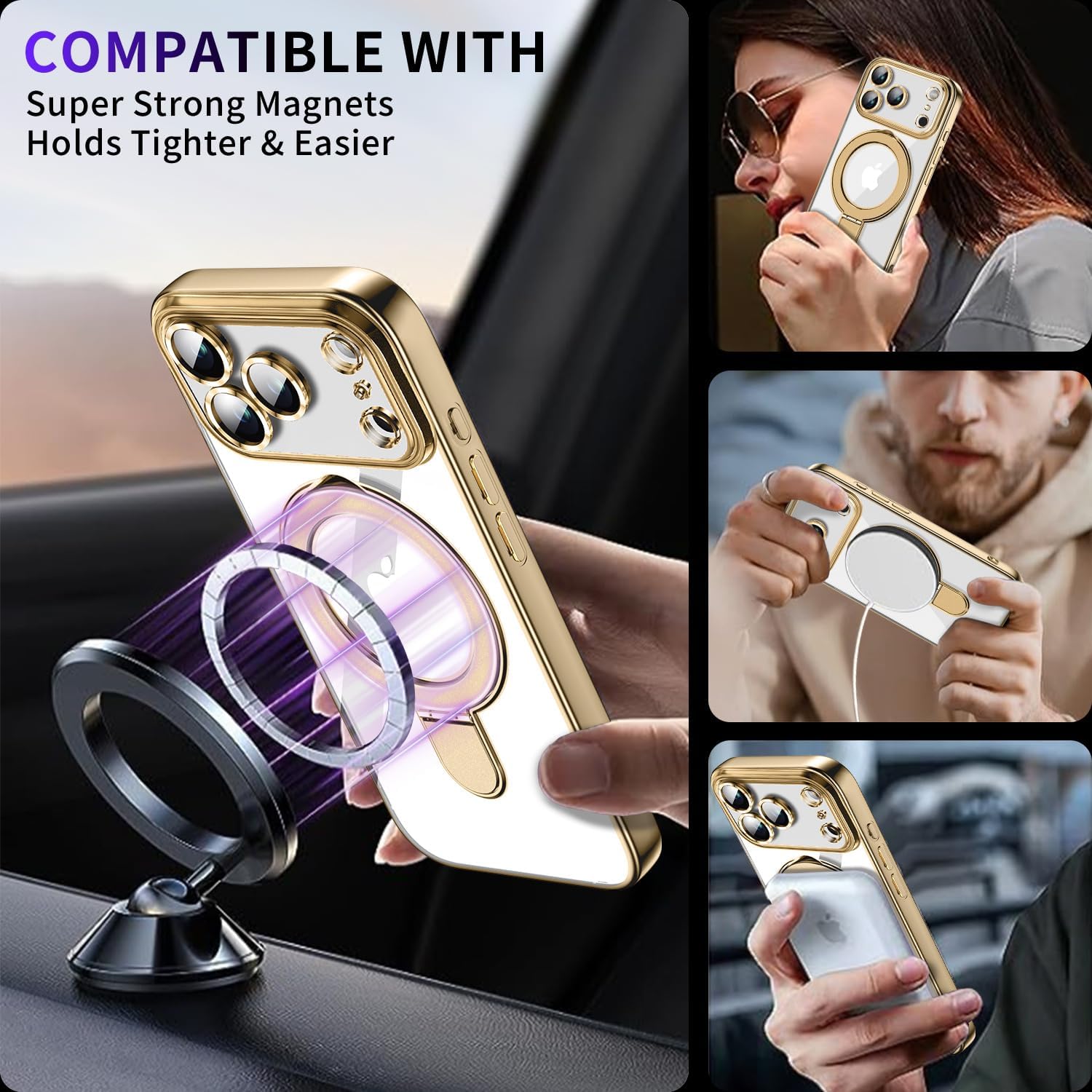 Thumbnail 4 de Pmteyoim Magnetic iPhone 17 Pro Max Case with Invisible Stand, MagSafe Compatibility & Full Camera Lens Protection
