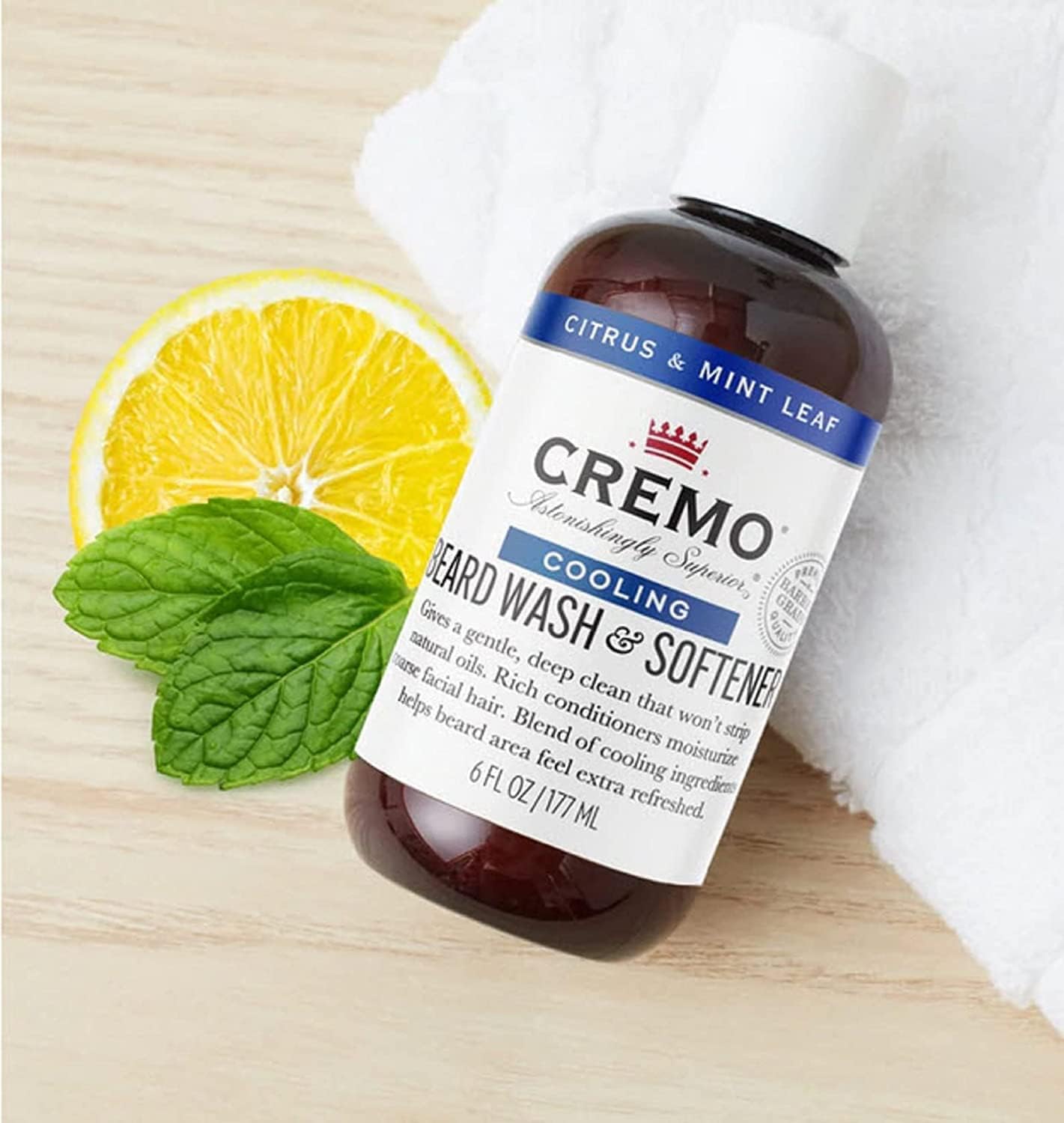 Detalle de CREMO Cooling Shampooing Revitalisant pour Barbe – 2-en-1 rafraîchissant, 177 ml