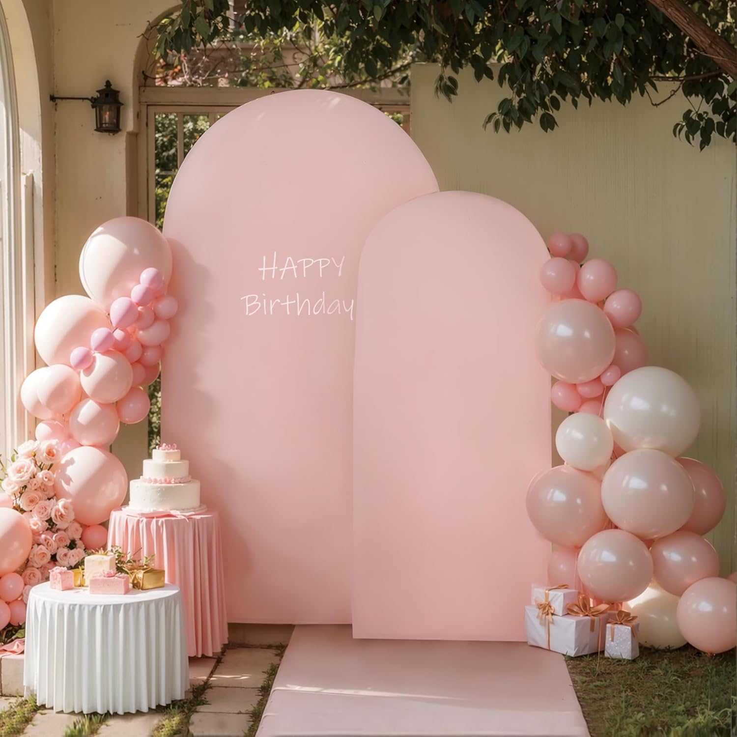 Thumbnail 1 de Pink Arch Cover 2 Set - Stretchy Spandex Backdrop Covers for 7.2ft and 6ft Arch