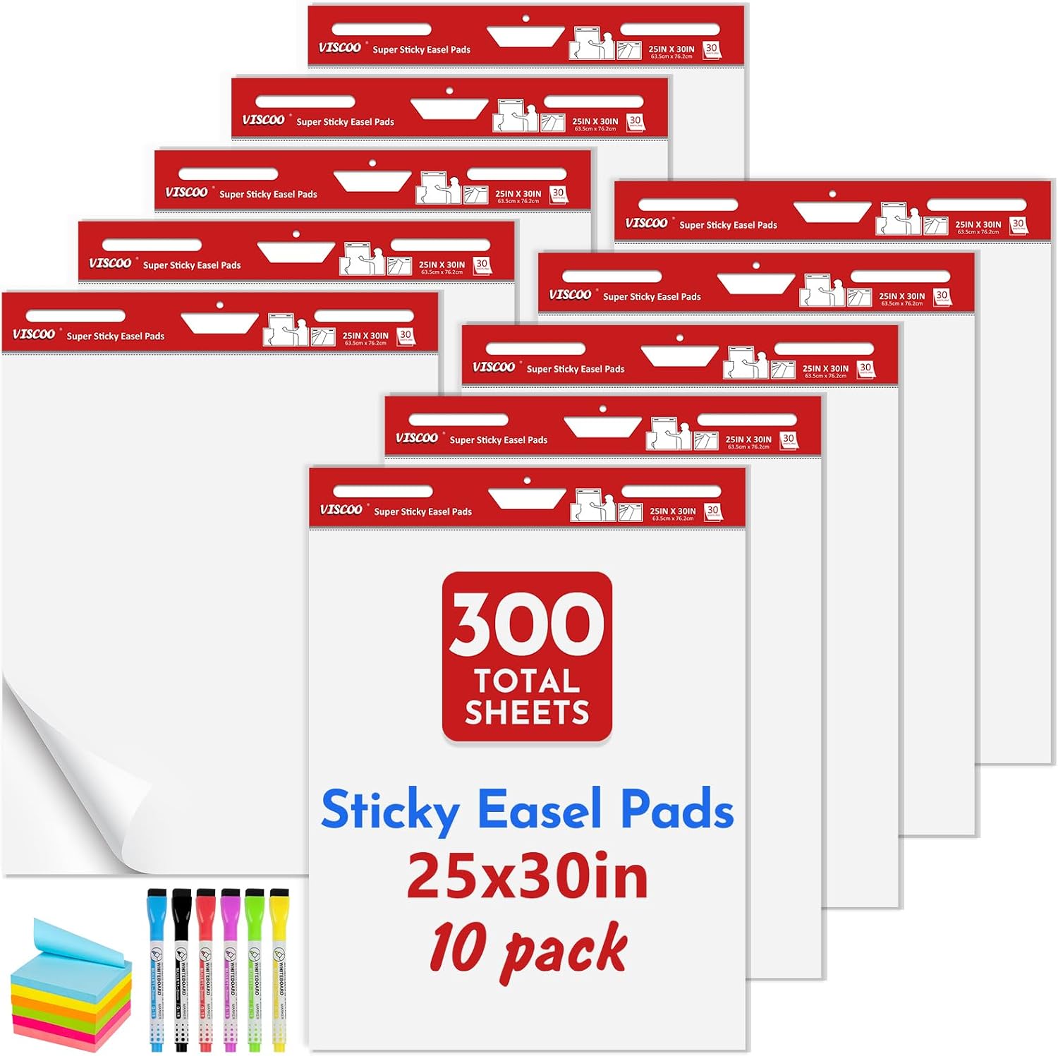 Detalle de VISCOO Sticky Easel Pad, 25 x 30 Inches, 10-Pack, Thick Paper