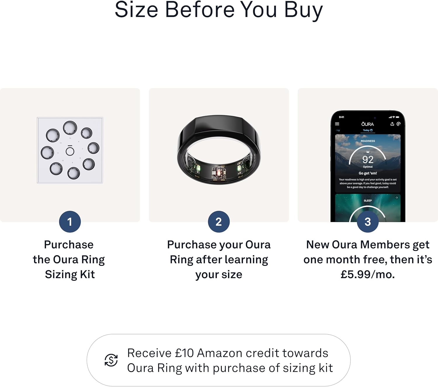 Thumbnail 2 de Oura Gen3 Heritage Smart Ring (Size 7, Black) for sleep, heart rate and fitness tracking