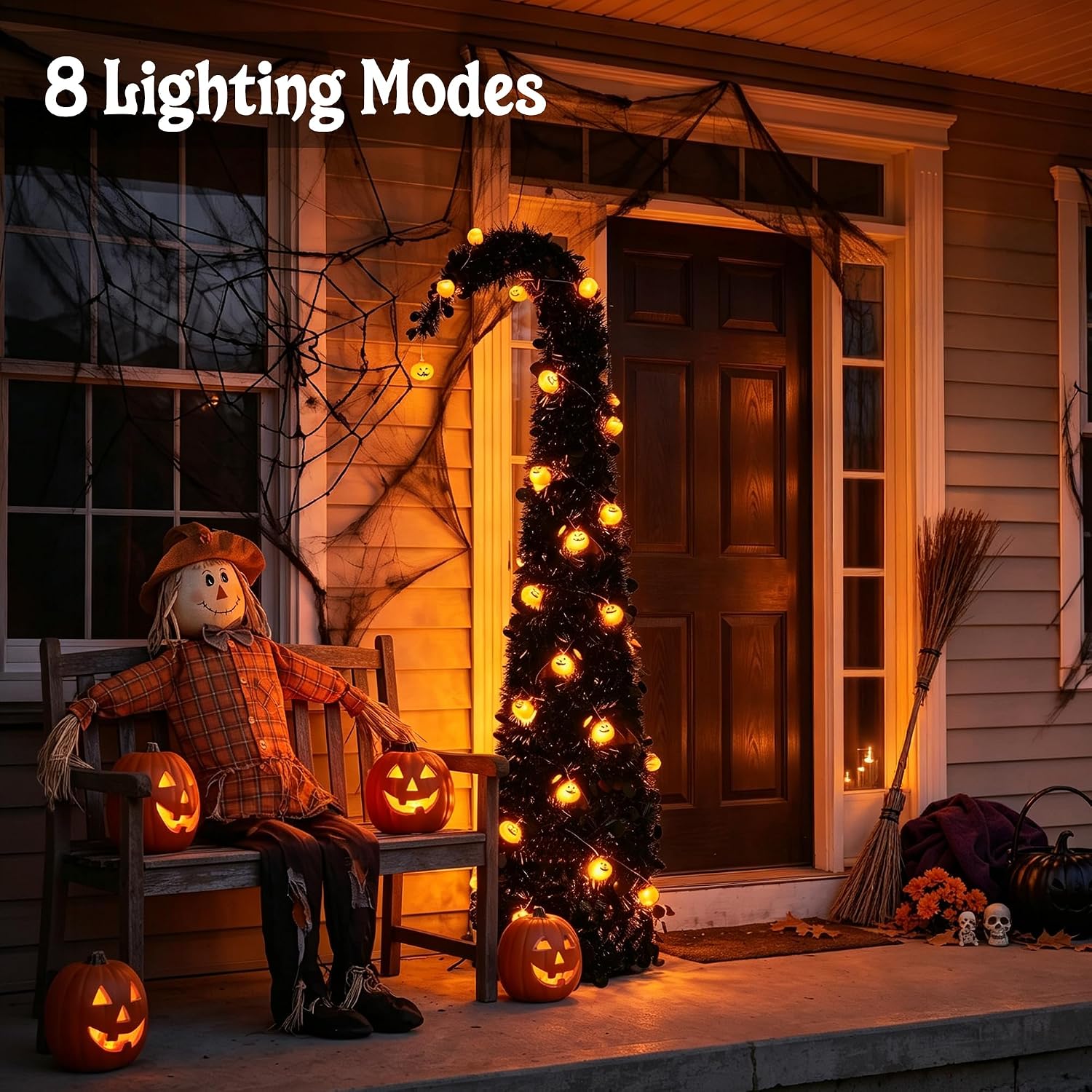 Detalle de Brizled 5-Foot Black Halloween Tree with Pop-Up Design and Battery-Powered Lights