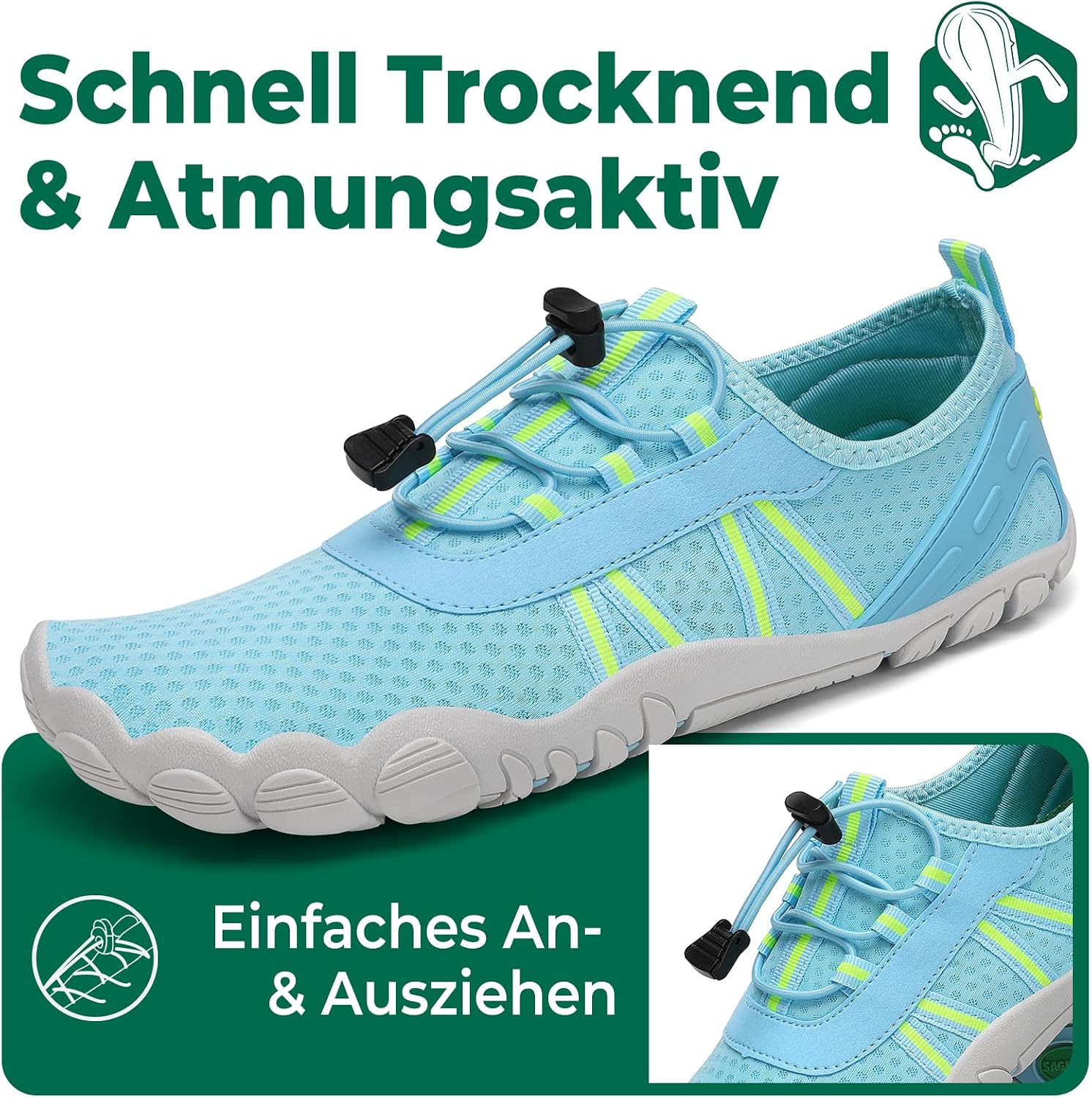 Detalle de SAGUARO Wasserschuhe für Schwimmen, Gr. 36-48