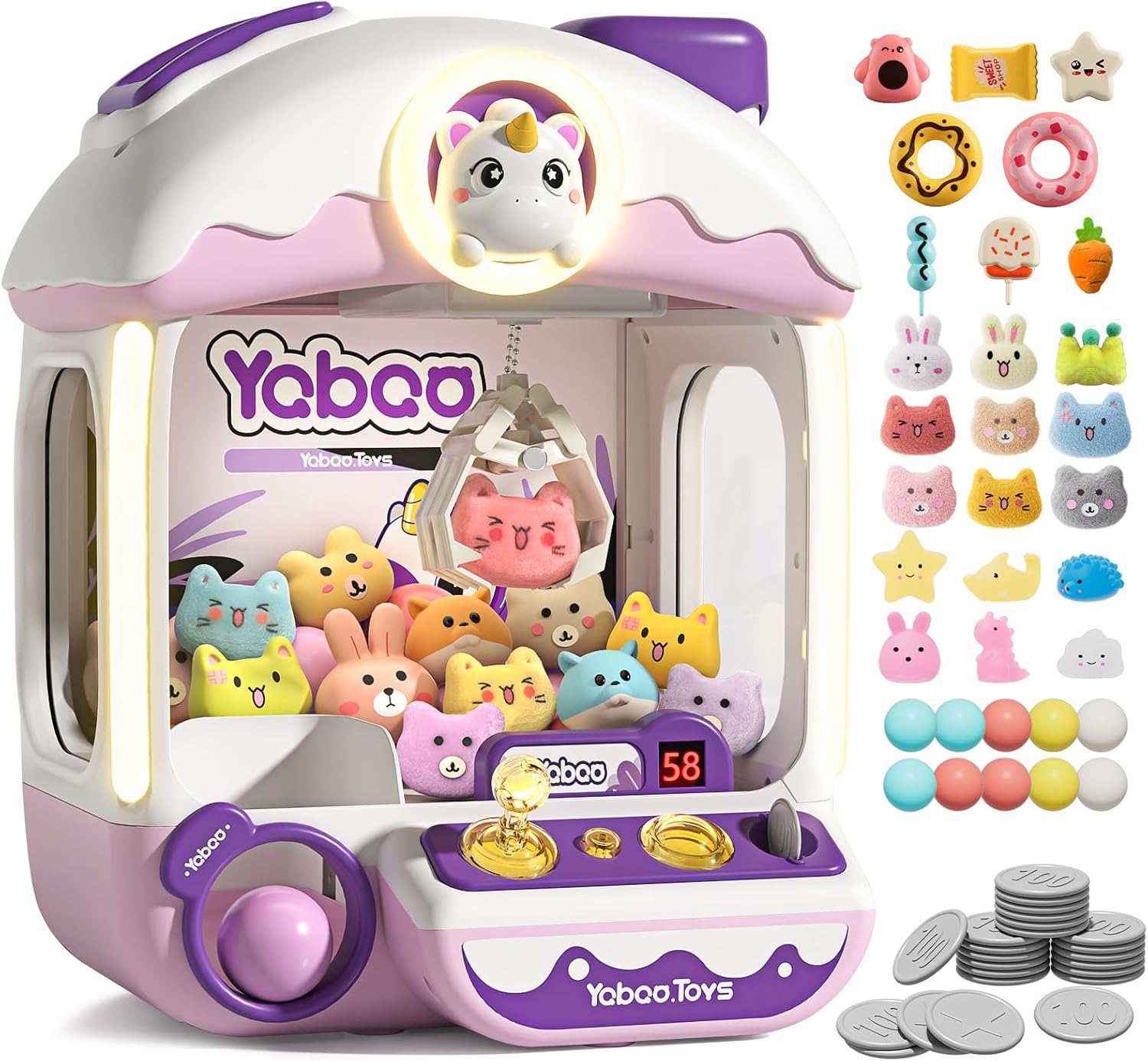 Large Claw Machine for Kids Unicorns — Electronic Vending-Style Prize Dispenser Toy