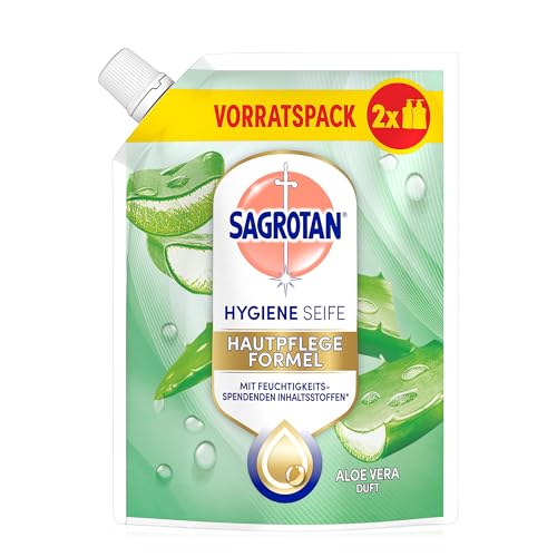 Detalle 2 de Sagrotan Handseife Nachfüller Aloe Vera, 6 x 500 ml – Feuchtigkeitsspendend und stark gegen Bakterien