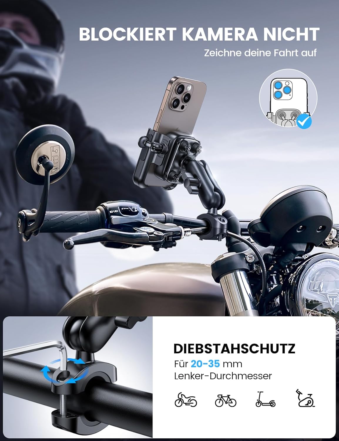Thumbnail 3 de Lamicall Handyhalterung Motorrad 4,7–7,2 Zoll
