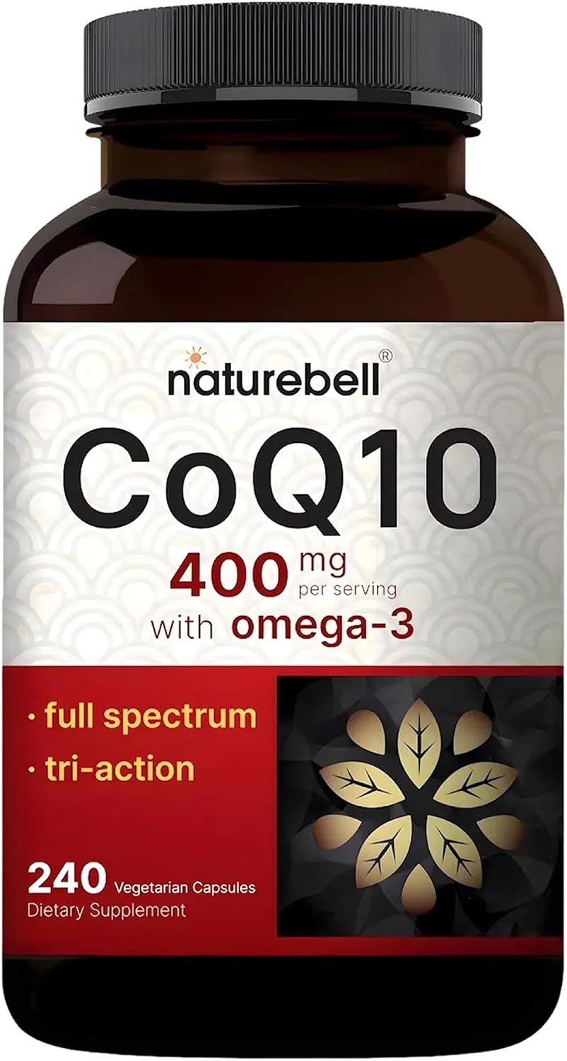 Detalle de NatureBell CQ200C CoQ10 400mg with Omega-3, 240 Vegetarian Capsules