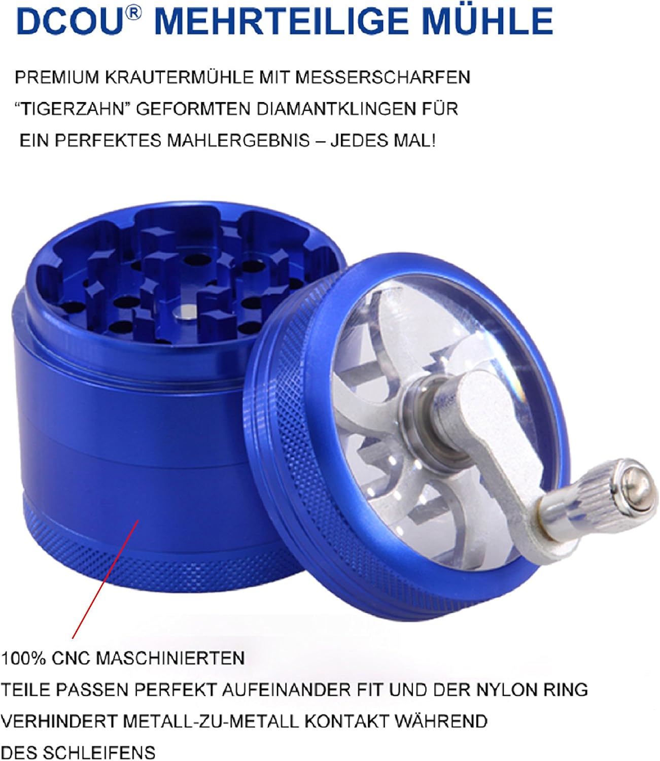 Detalle de DCOU DCOU-SY-DE kruidenmolen 55 mm in aluminium met handslinger