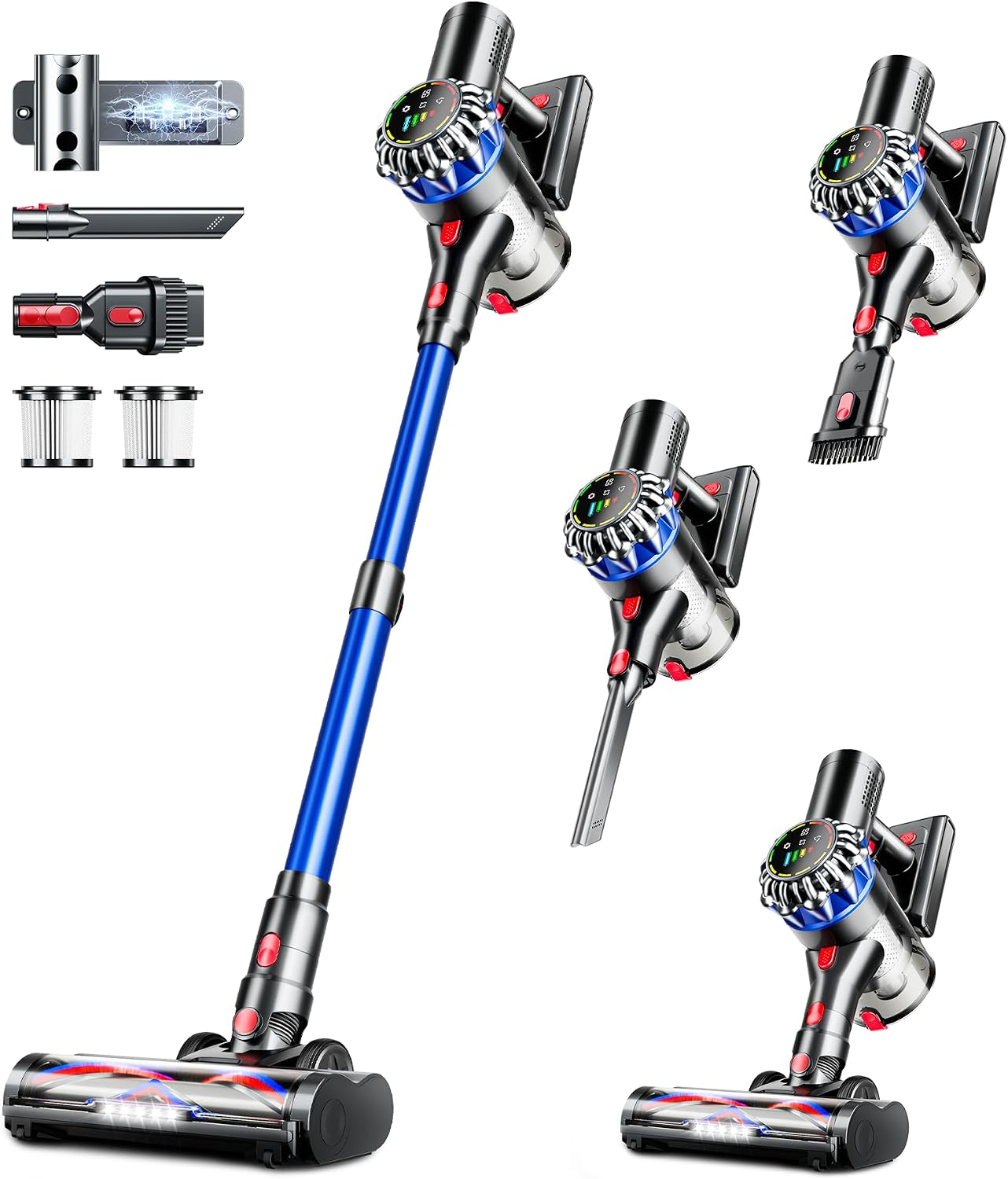 Detalle de HFFLH Cordless Vacuum Cleaner: 600W Power, 50KPa suction, 65-Min Runtime