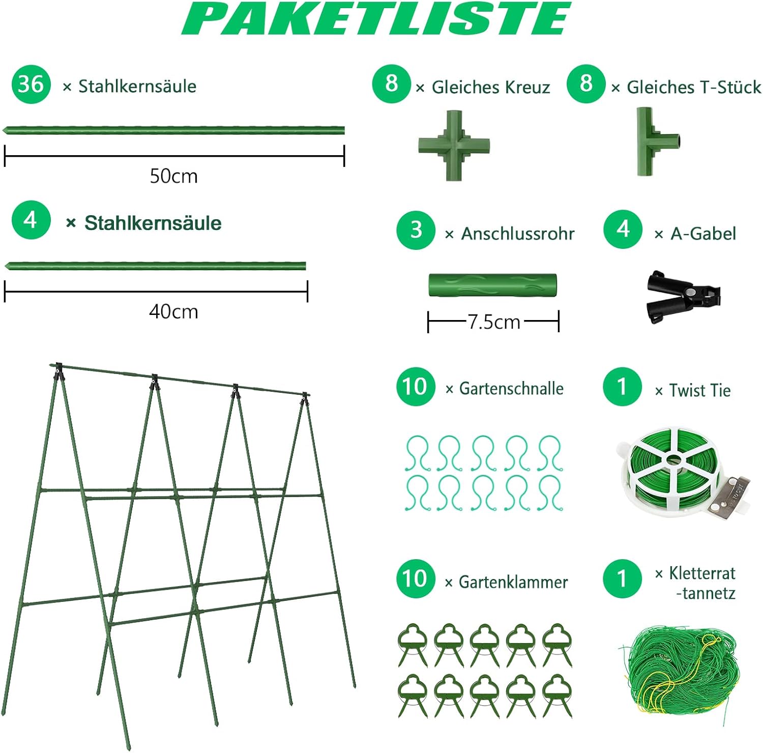 Thumbnail 4 de SUNYRISY Gurke Rankhilfe & Rankgitter in A-Form, 150 cm – grün