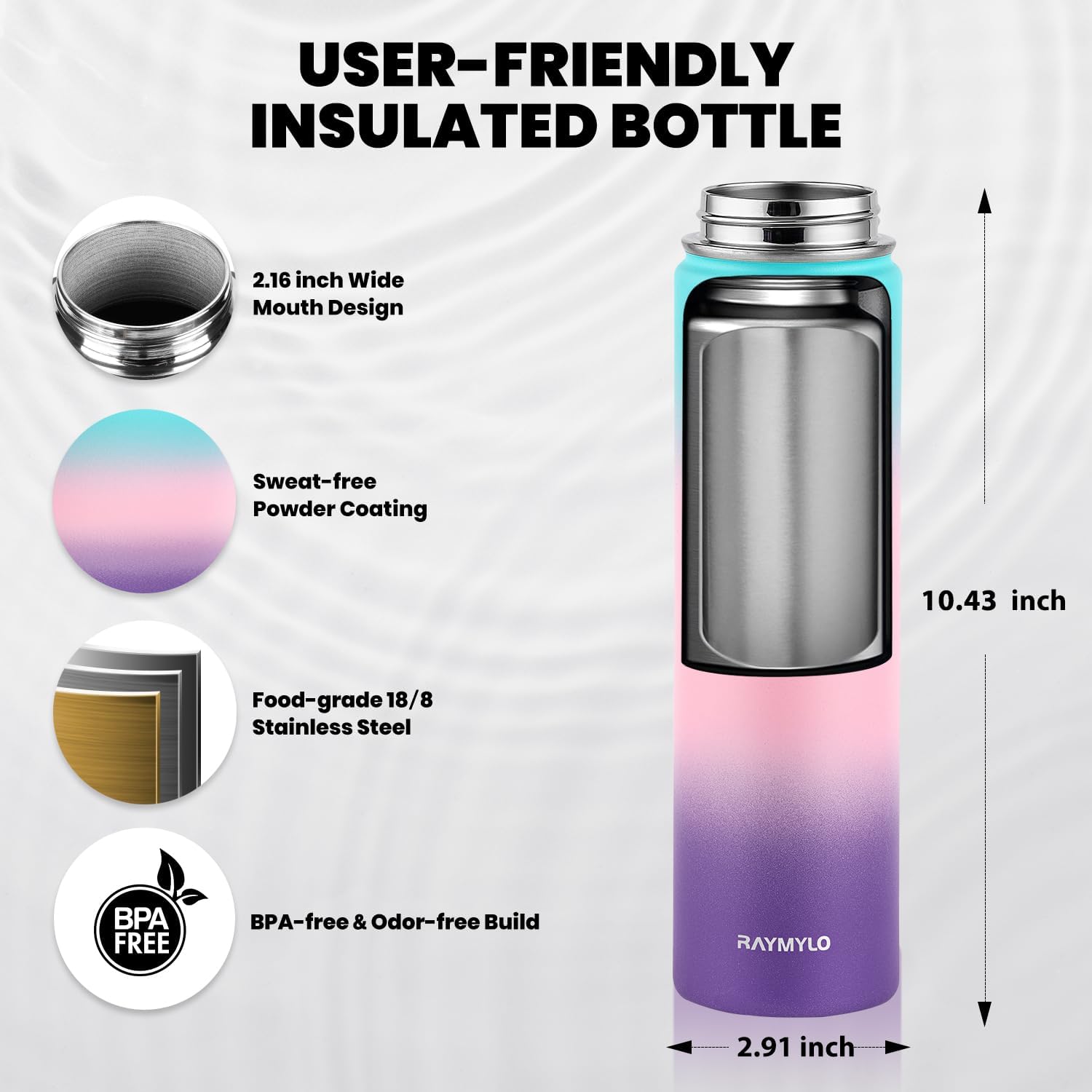 Detalle de RAYMYLO 710 ml insulated water bottle