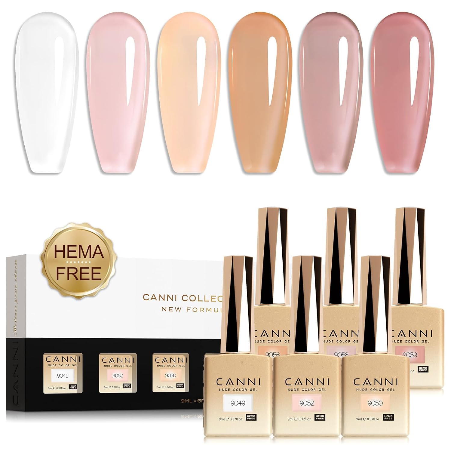 Thumbnail 6 de CANNI Pink Gel Nail Polish Set (6 Soft Rose & Light Pink Shades) with 3D Crystal Labels