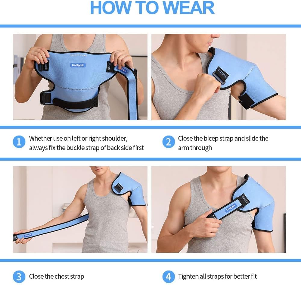 Detalle 2 de Comfpack 3D XL Shoulder Ice Pack, Adjustable Hot and Cold Therapy Wrap