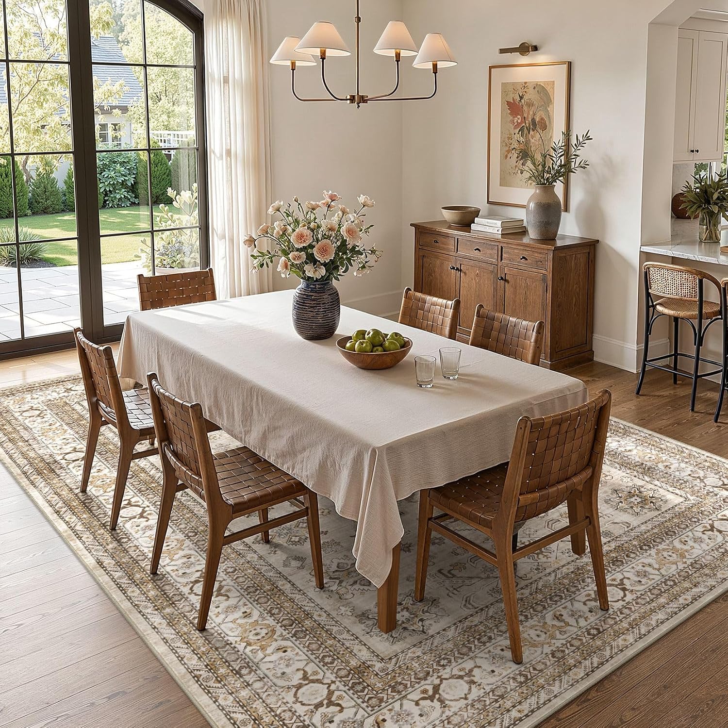 Thumbnail 6 de Vintage Living Room Area Rug 7x10 – Large Soft Washable Oriental Traditional Distressed Farmhouse Rug in Beige