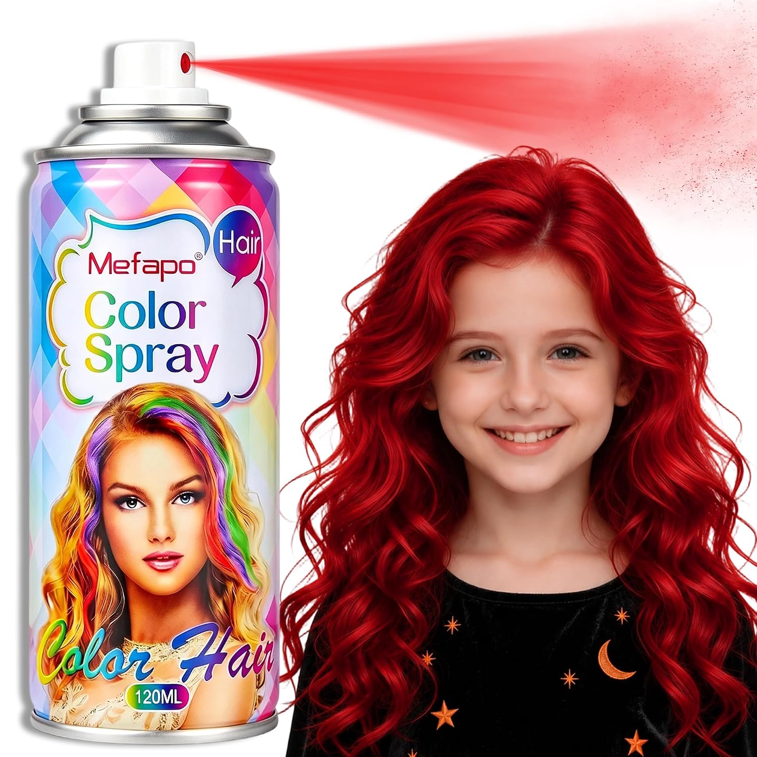Detalle de Acomler Red Temporary Hair Color Spray, Washable One-Day Color