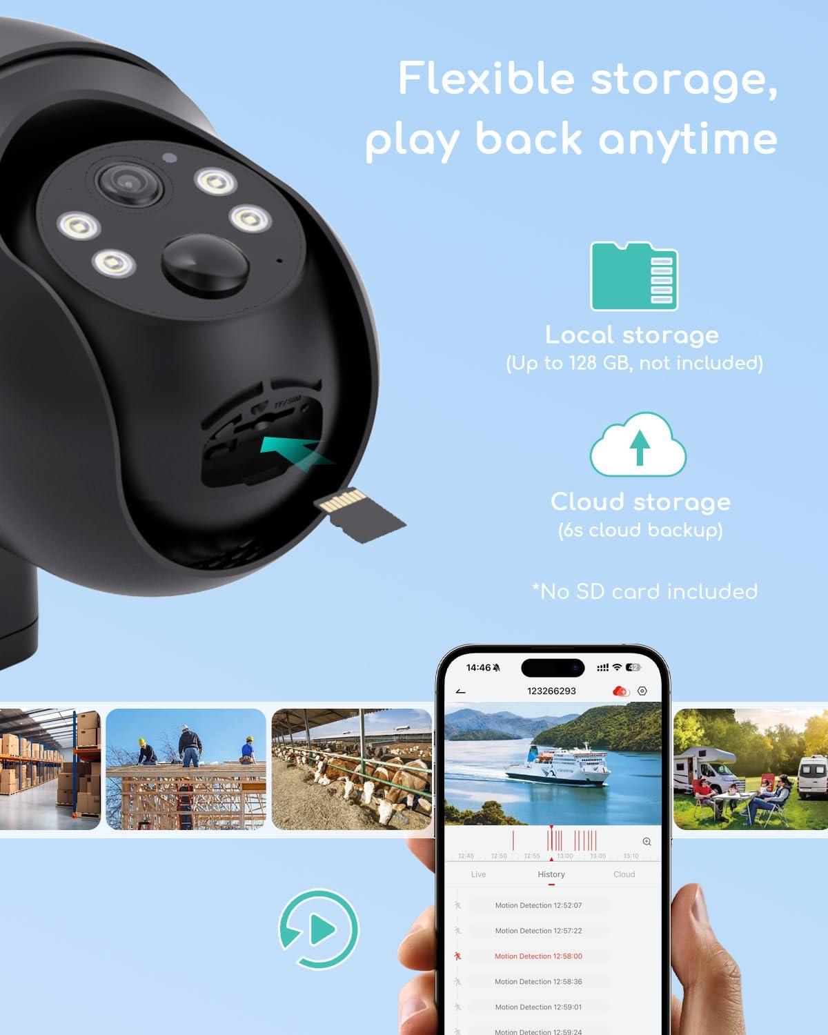 Thumbnail 2 de COOAU 4G LTE Cellular Security Camera Outdoor – 2K 360° PTZ, Solar, No Wi‑Fi