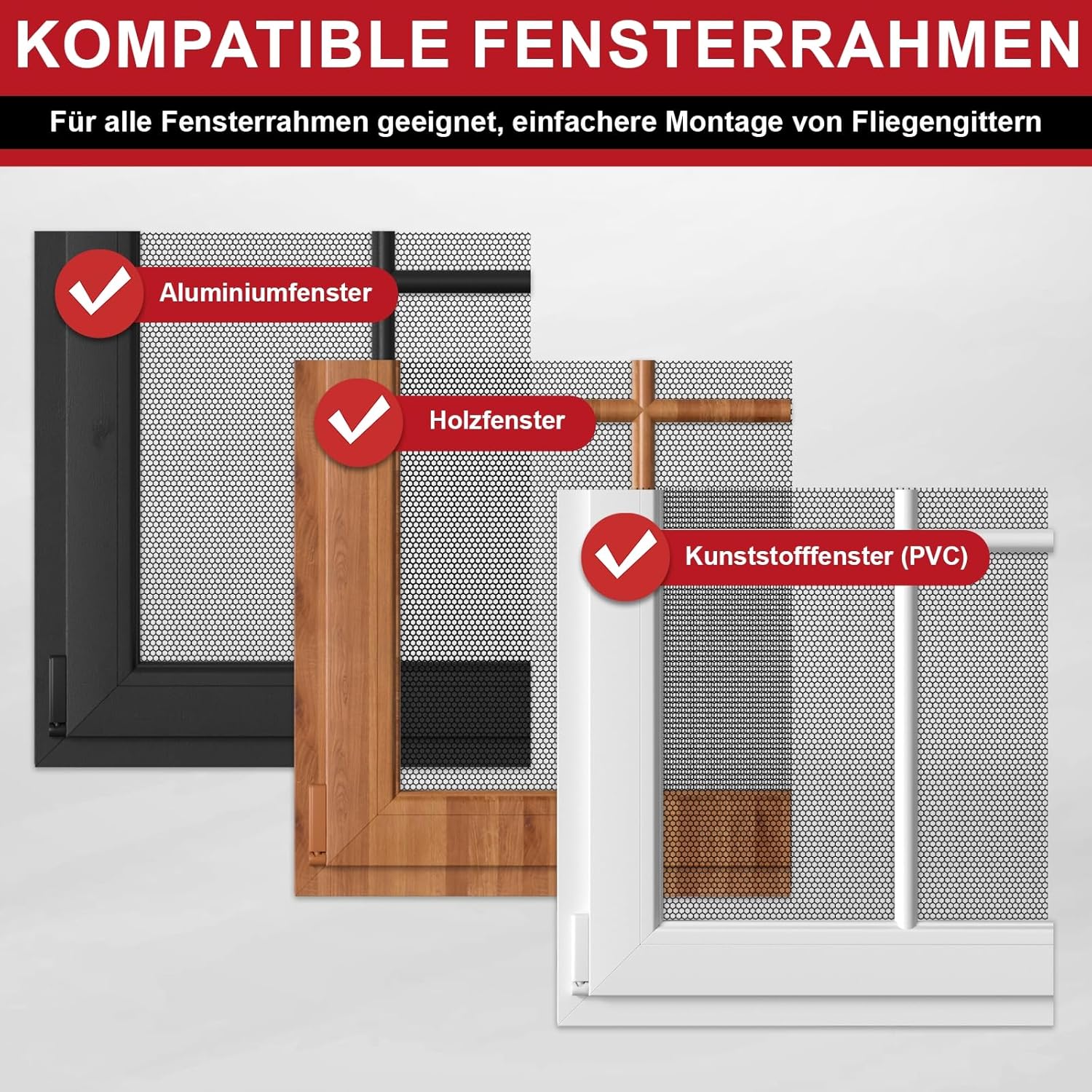 Thumbnail 5 de ZUIYIN 2er-Set Fliegengitter Fenster (zuschneidbar) mit Klettband – Insektenschutz bis 150 x 180 cm