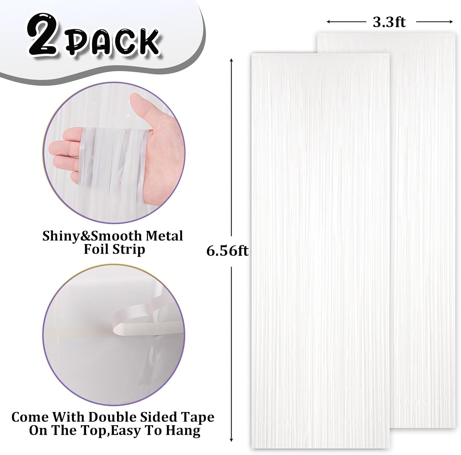 Thumbnail 5 de Voircoloria foil fringe backdrop curtains, 2-pack