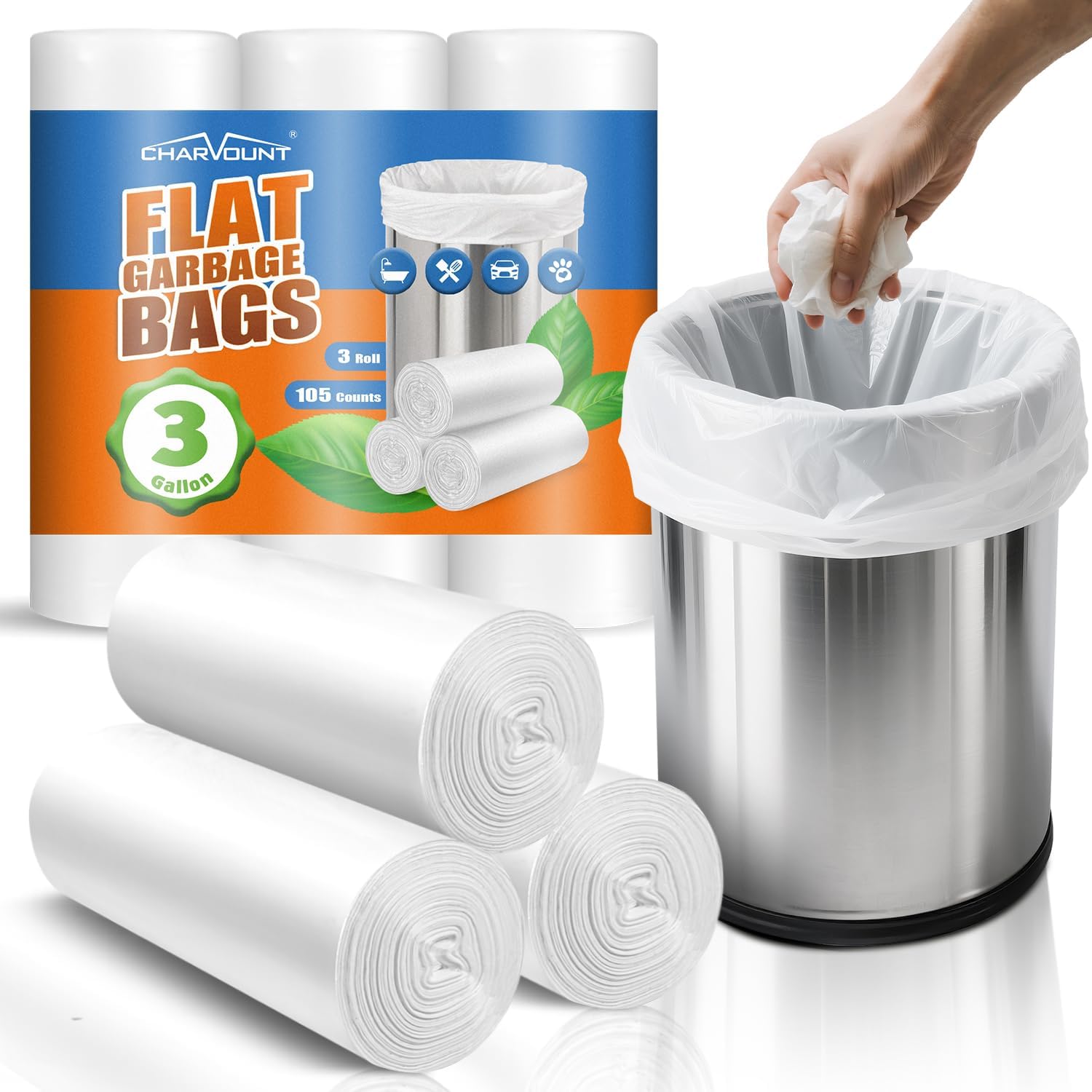 Thumbnail 6 de Small Trash Bags 4 Gallon – 105 Count, Unscented Lincoln Style Bin Liners for 4-Gallon Cans