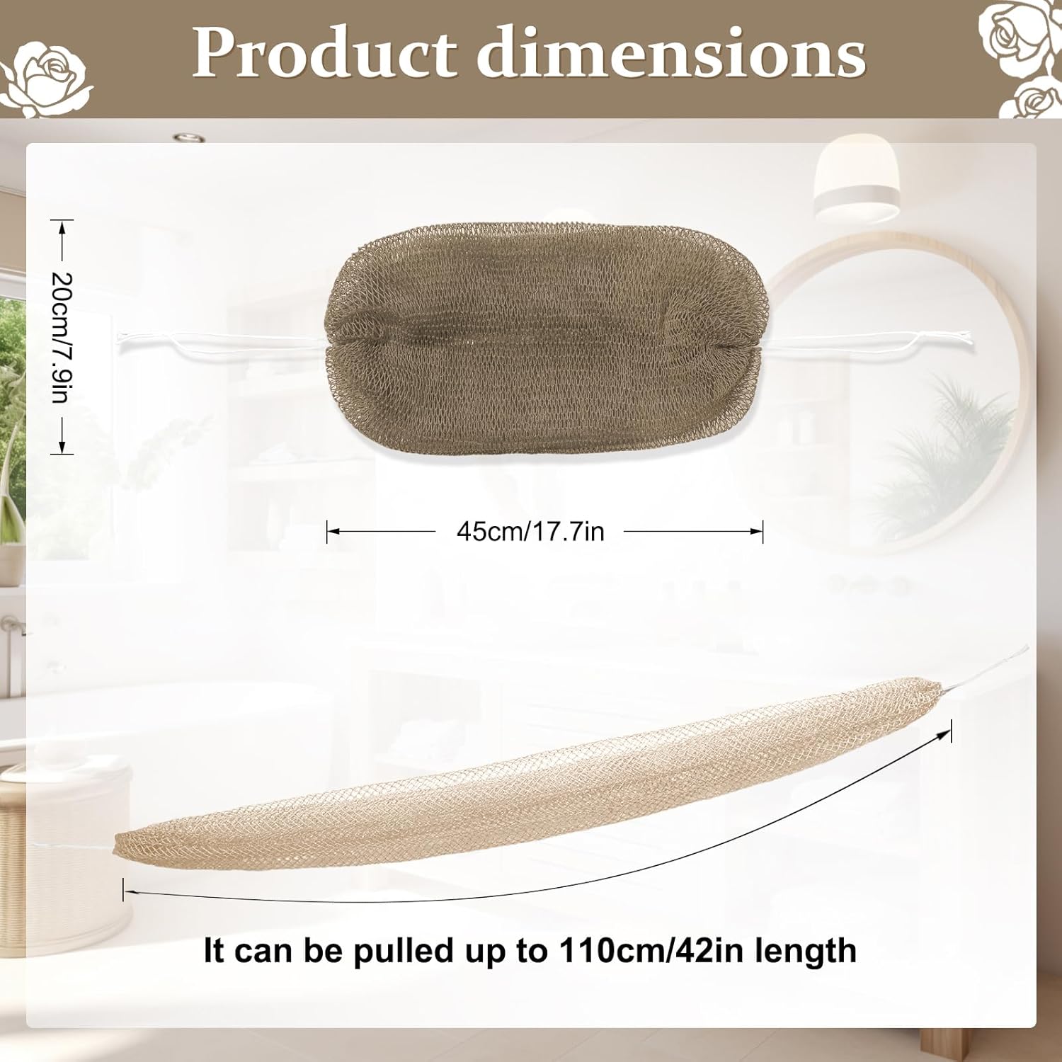 Thumbnail 2 de African Net Sponge Authentic with Knots (110cm) – Long Back & Body Exfoliating Scrubber, 1-Pack