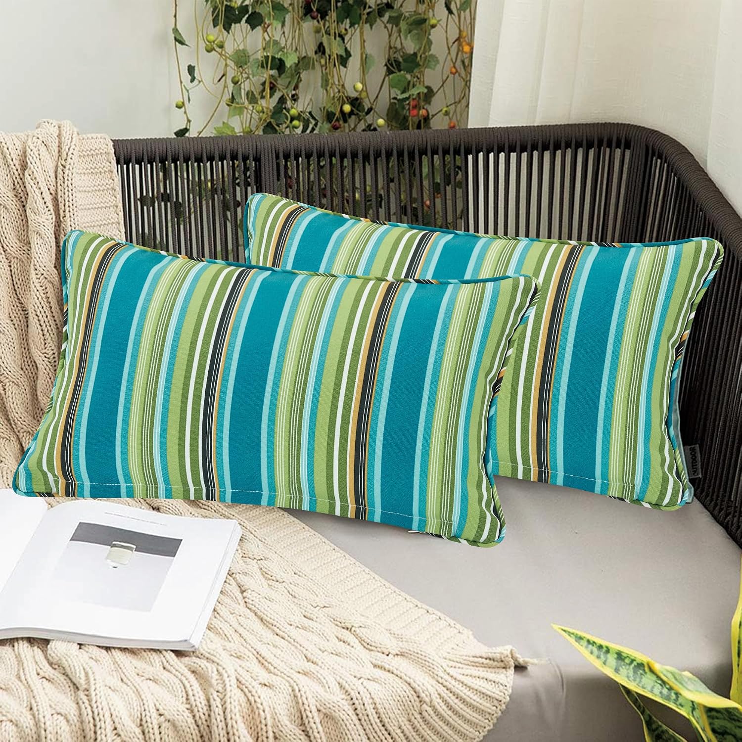 Detalle 1 de FUNHOME Outdoor Lumbar Pillows, 12 x 20 Inch