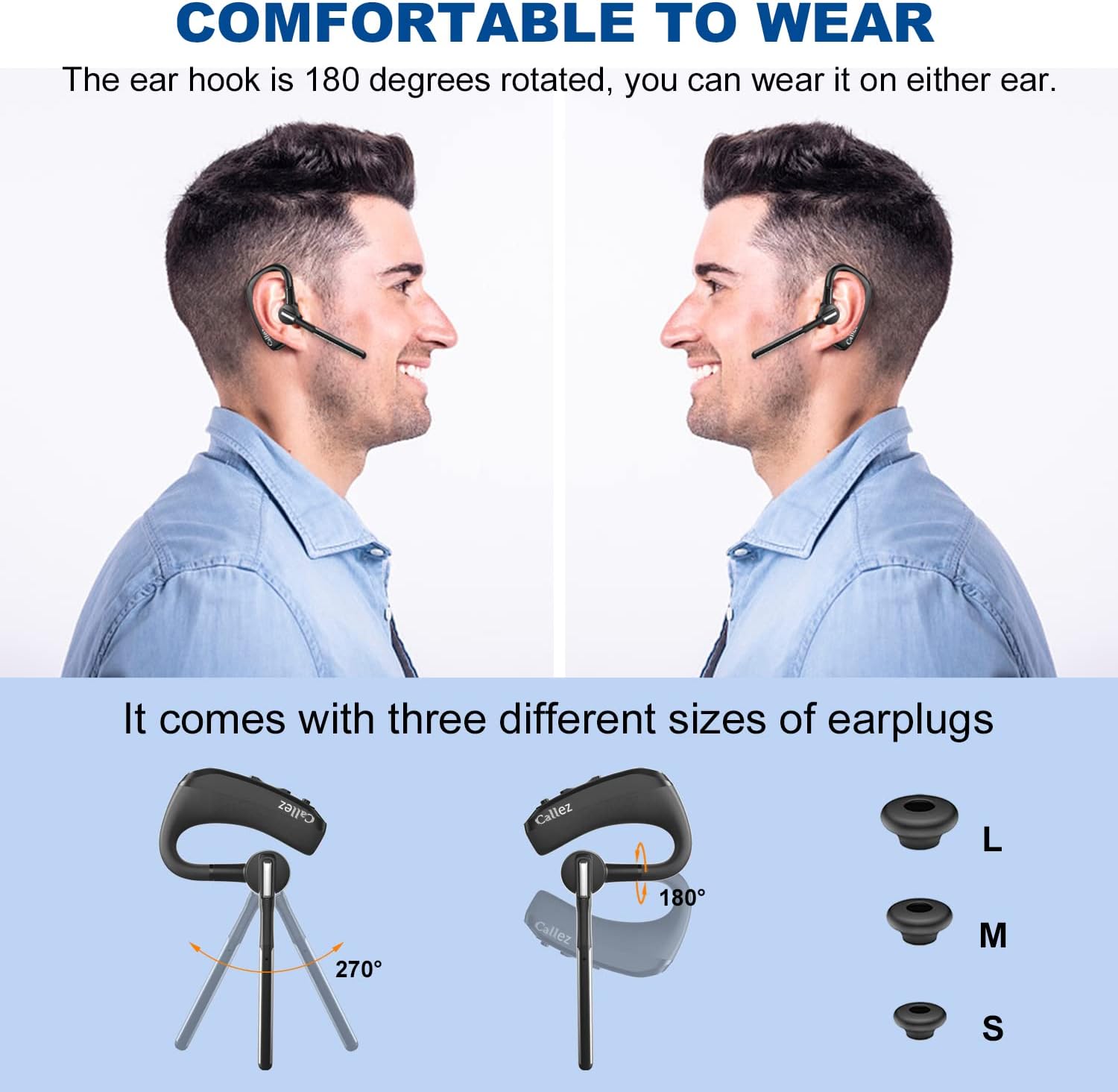Detalle 2 de Callez Bluetooth Headset V5.0 8h