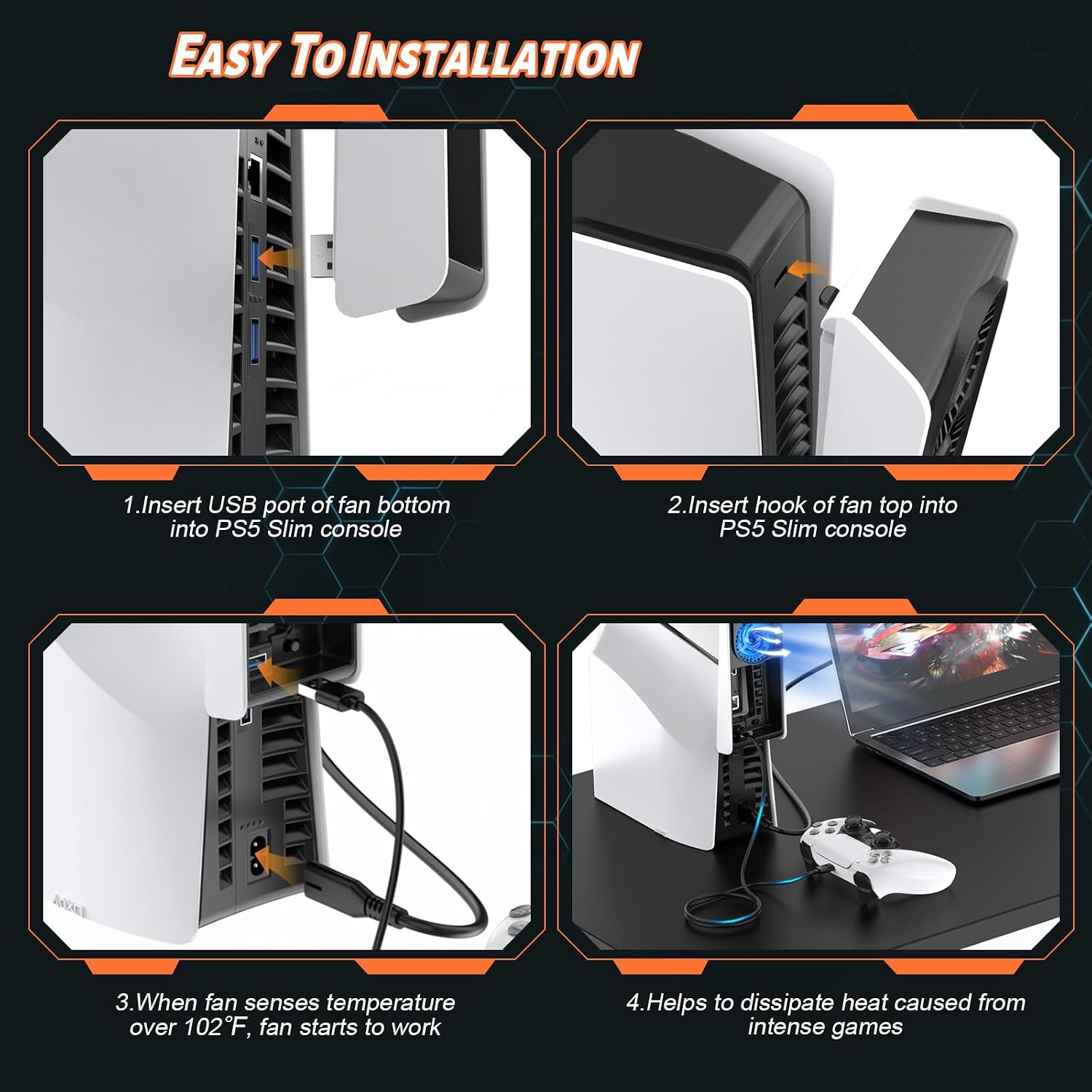 Thumbnail 5 de QYCHHJ PS5 Slim adjustable cooling fan 2-speed