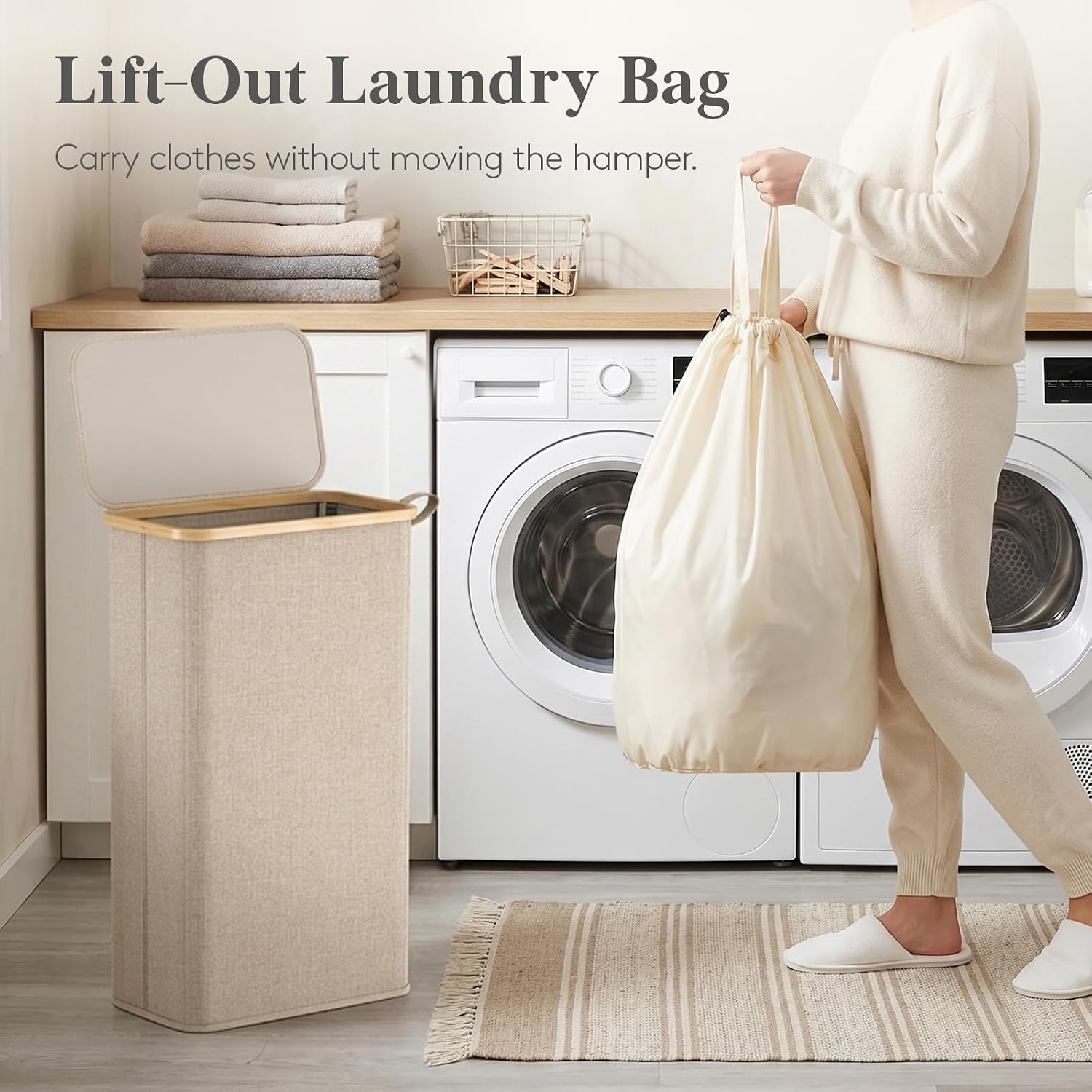 Detalle de Lifewit Slim Laundry Hamper 75L
