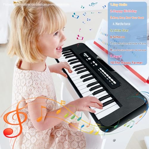 Detalle de Teclado de Piano para Niños con 37 Teclas y Micrófono de Noaideoi – juego educativo portátil