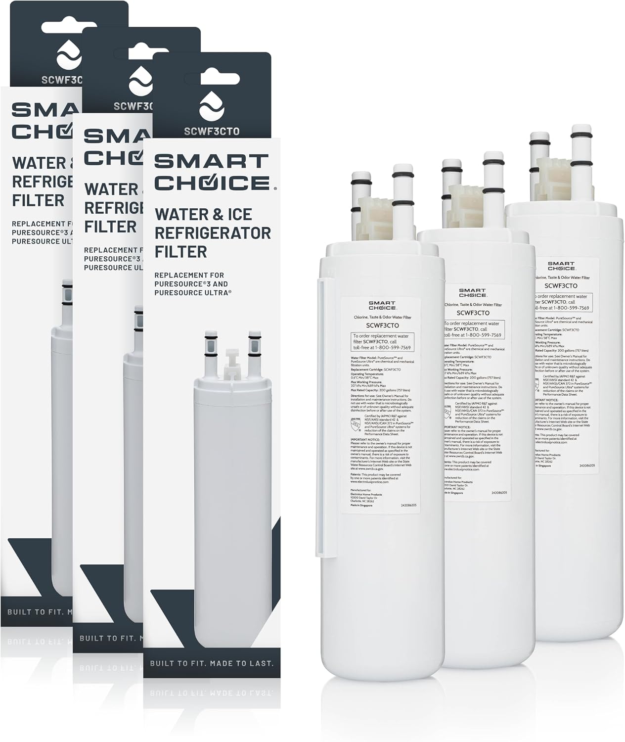 Smart Choice SCWF3CTO3PK refrigerator water filter 3-pack 🚰