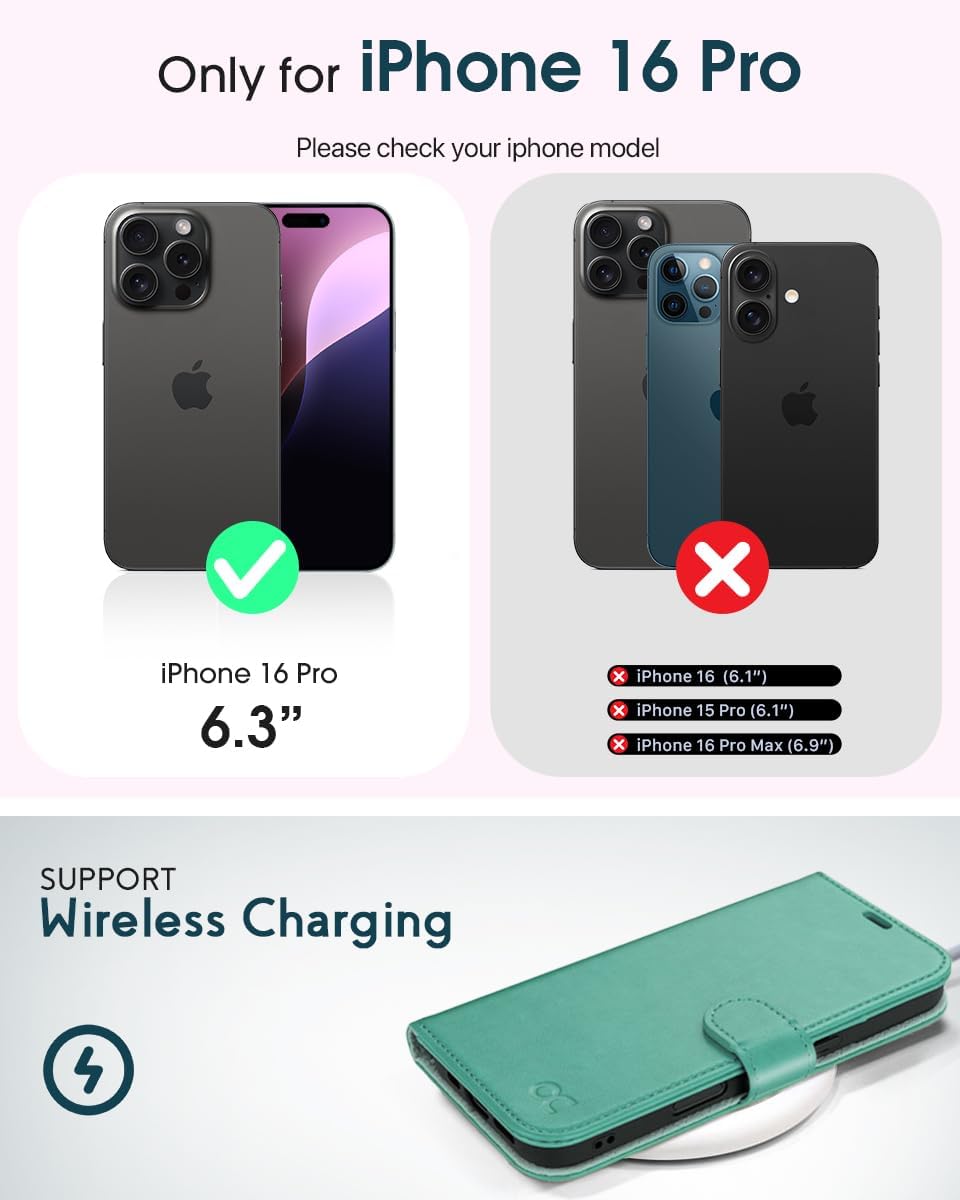 Thumbnail 1 de OCASE Hülle für iPhone 16 Pro mit Handykette – Lederoptik, verstellbares Band, RFID-Schutz