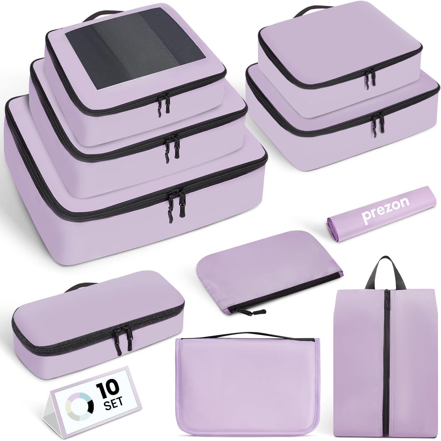 Detalle de Prezon Cubi da viaggio per valigia – set da 10 organizer leggeri in viola
